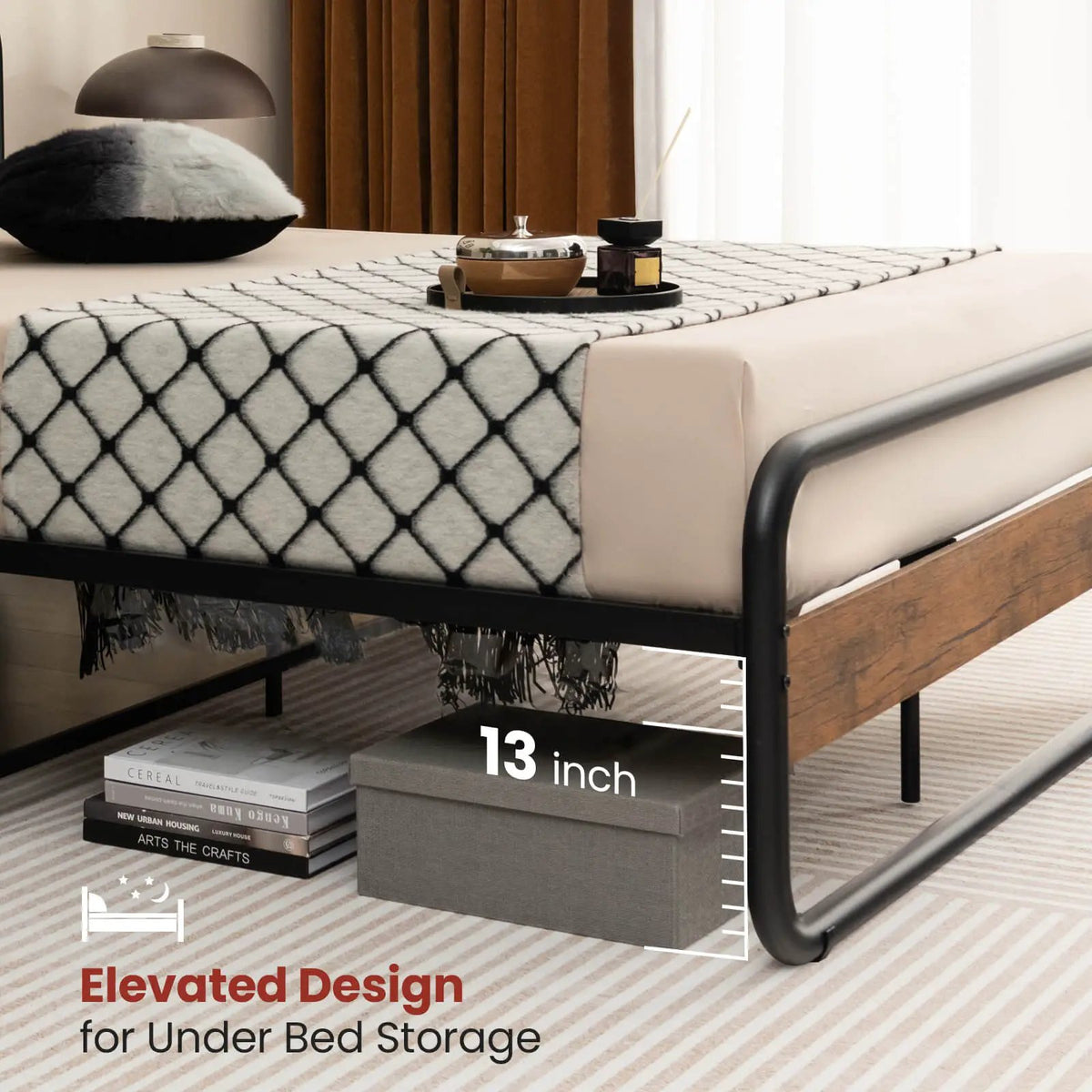 Arc Platform Bed with Headboard and Footboard-Full Size by DirectDeals