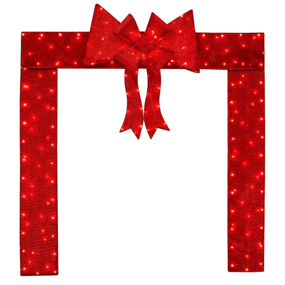 Lighted Christmas Tinsel Doorway Arch with Removable Bow for Roof Door Fireplace by DirectDeals