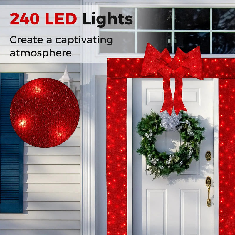 Lighted Christmas Tinsel Doorway Arch with Removable Bow for Roof Door Fireplace by DirectDeals
