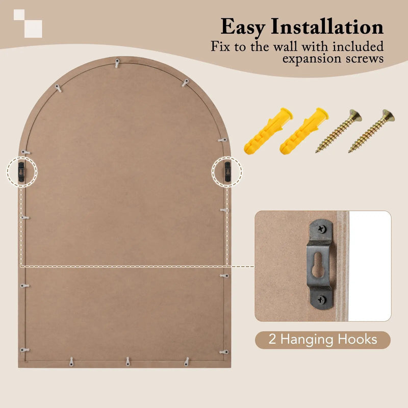 Arched Window Pane Farmhouse Wall Mounted Decorative Mirror-Nature by DirectDeals