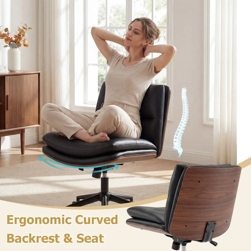 Armless Office Chair with Curved Backrest and Padded Seat by DirectDeals