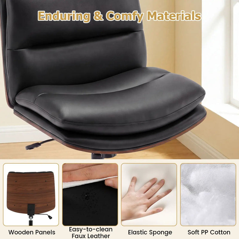 Armless Office Chair with Curved Backrest and Padded Seat by DirectDeals