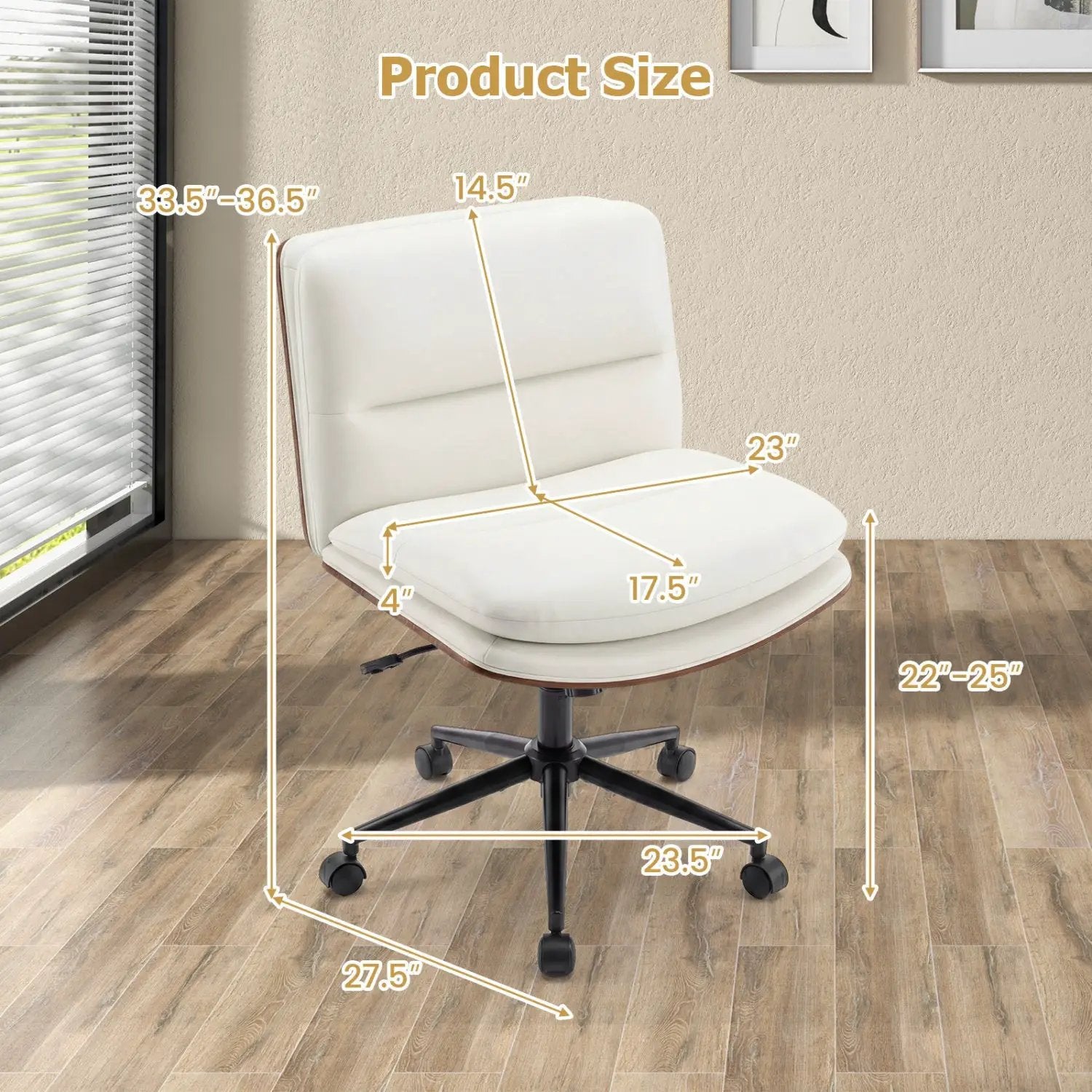 Armless Office Chair with Curved Backrest and Padded Seat by DirectDeals