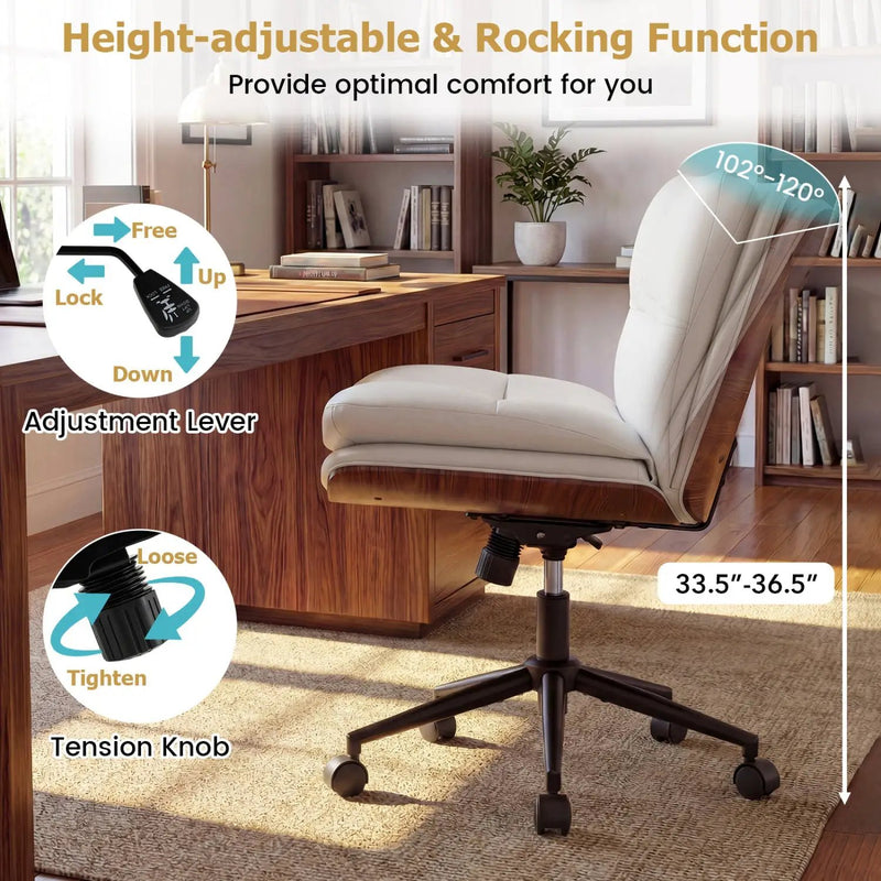 Armless Office Chair with Curved Backrest and Padded Seat by DirectDeals