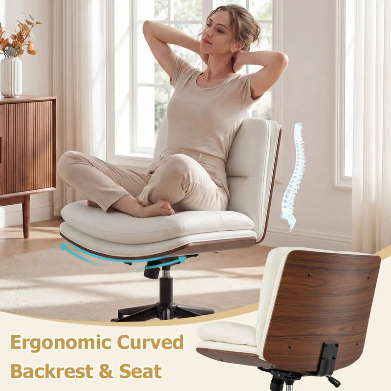 Armless Office Chair with Curved Backrest and Padded Seat by DirectDeals