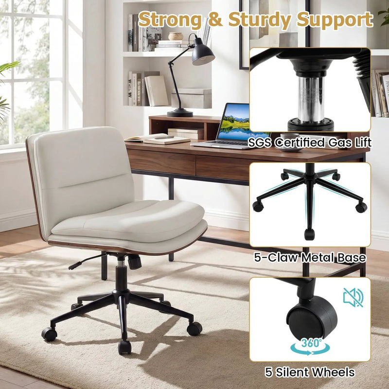 Armless Office Chair with Curved Backrest and Padded Seat by DirectDeals