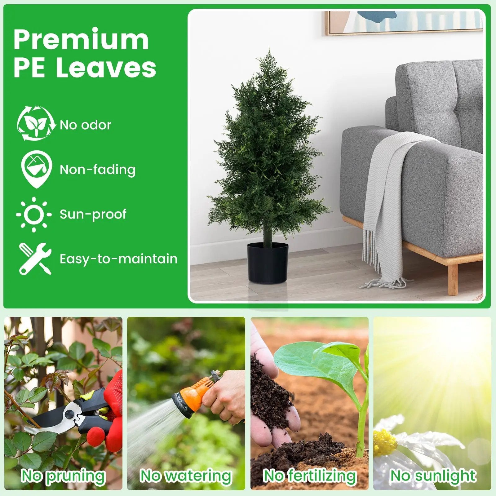 Artificial Cedar Topiary Tree with Plastic Nursery Pot for Porch and Office by DirectDeals
