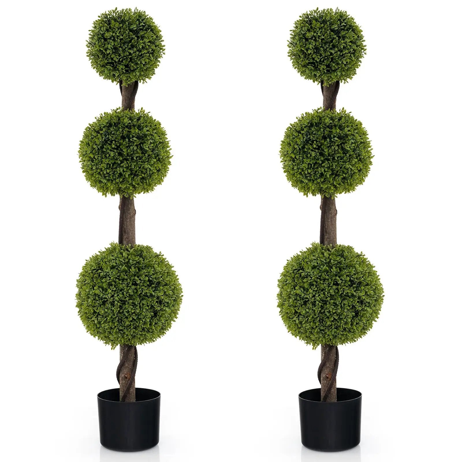 4 FT Artificial Ball Shape Bush Tree with Lush PE leaves and Trunk by DirectDeals