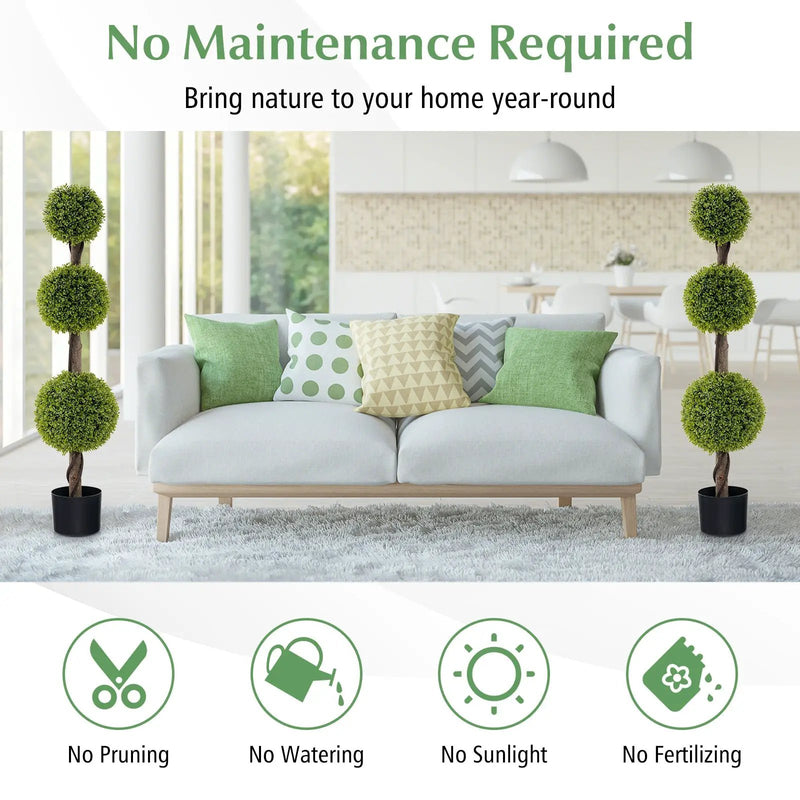 4 FT Artificial Ball Shape Bush Tree with Lush PE leaves and Trunk by DirectDeals