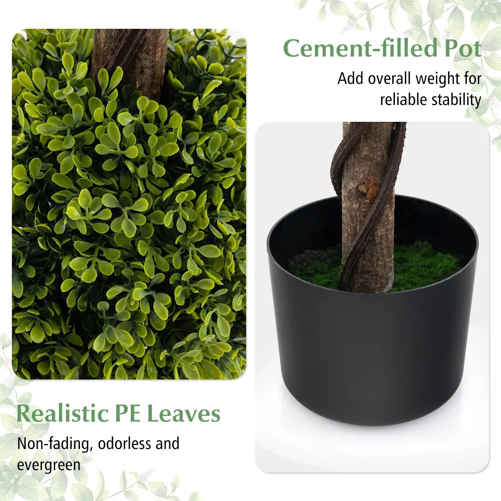 4 FT Artificial Ball Shape Bush Tree with Lush PE leaves and Trunk by DirectDeals