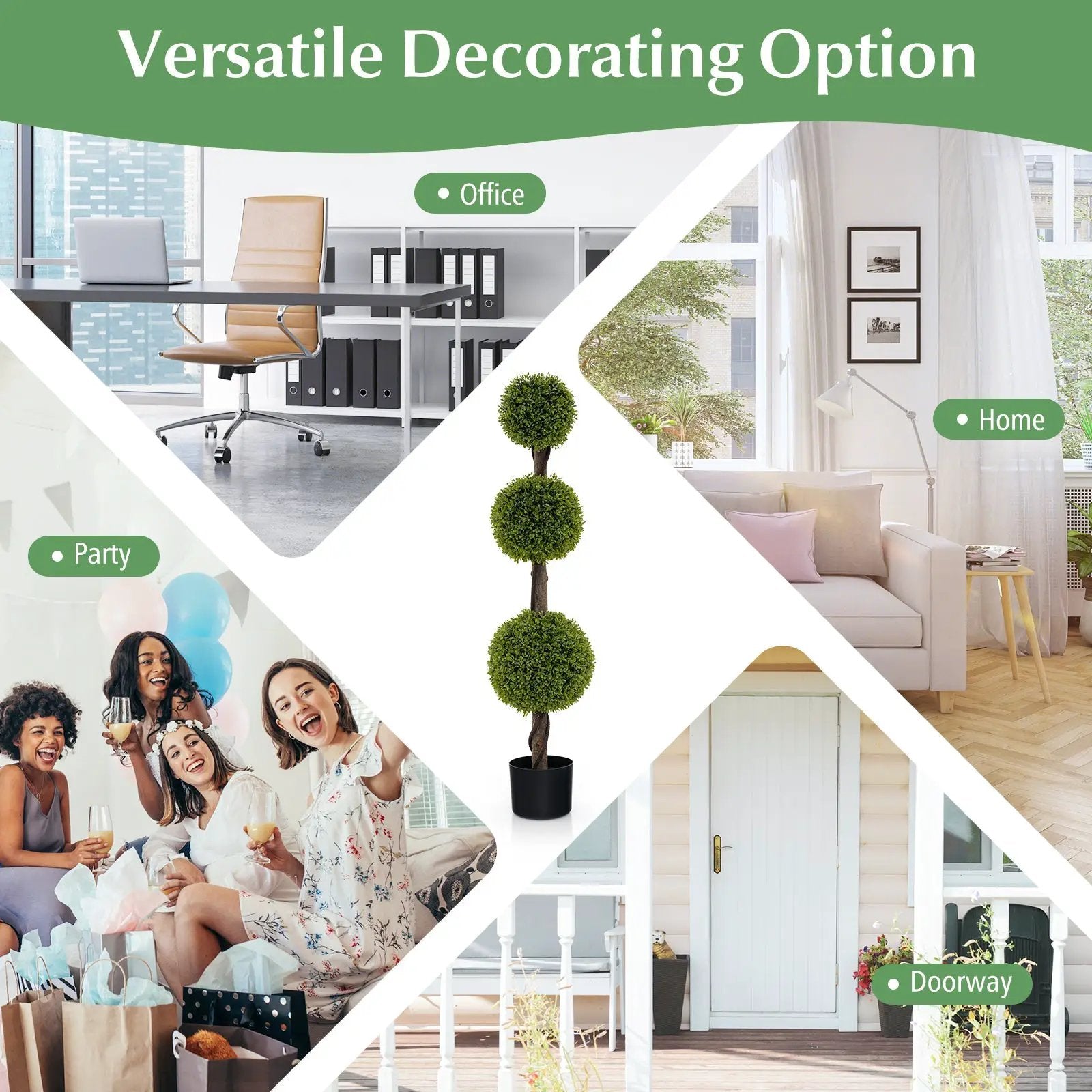 4 FT Artificial Ball Shape Bush Tree with Lush PE leaves and Trunk by DirectDeals