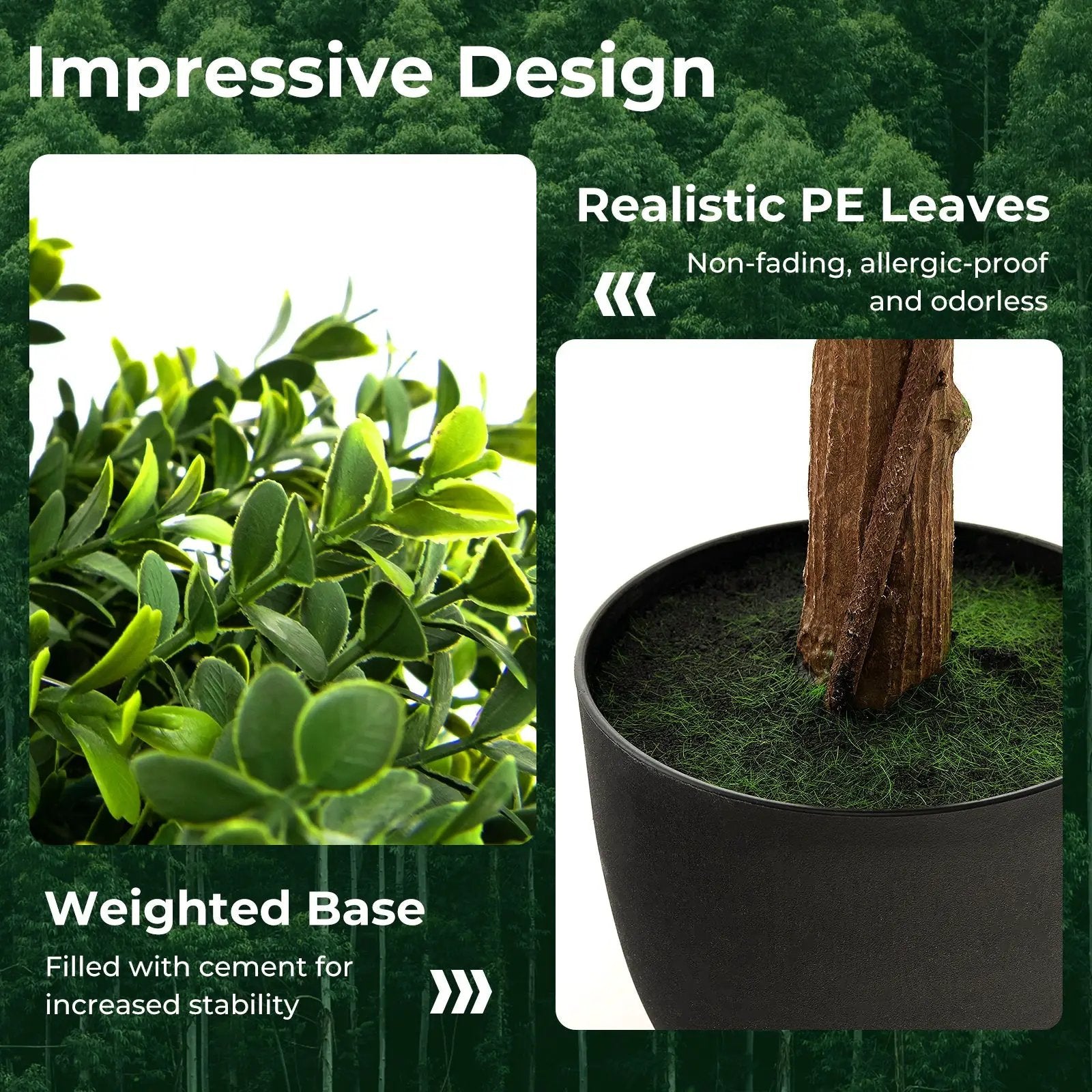 40 Inch Artificial Boxwood Topiary Ball Tree for Front Porch Patio Home-Green by DirectDeals