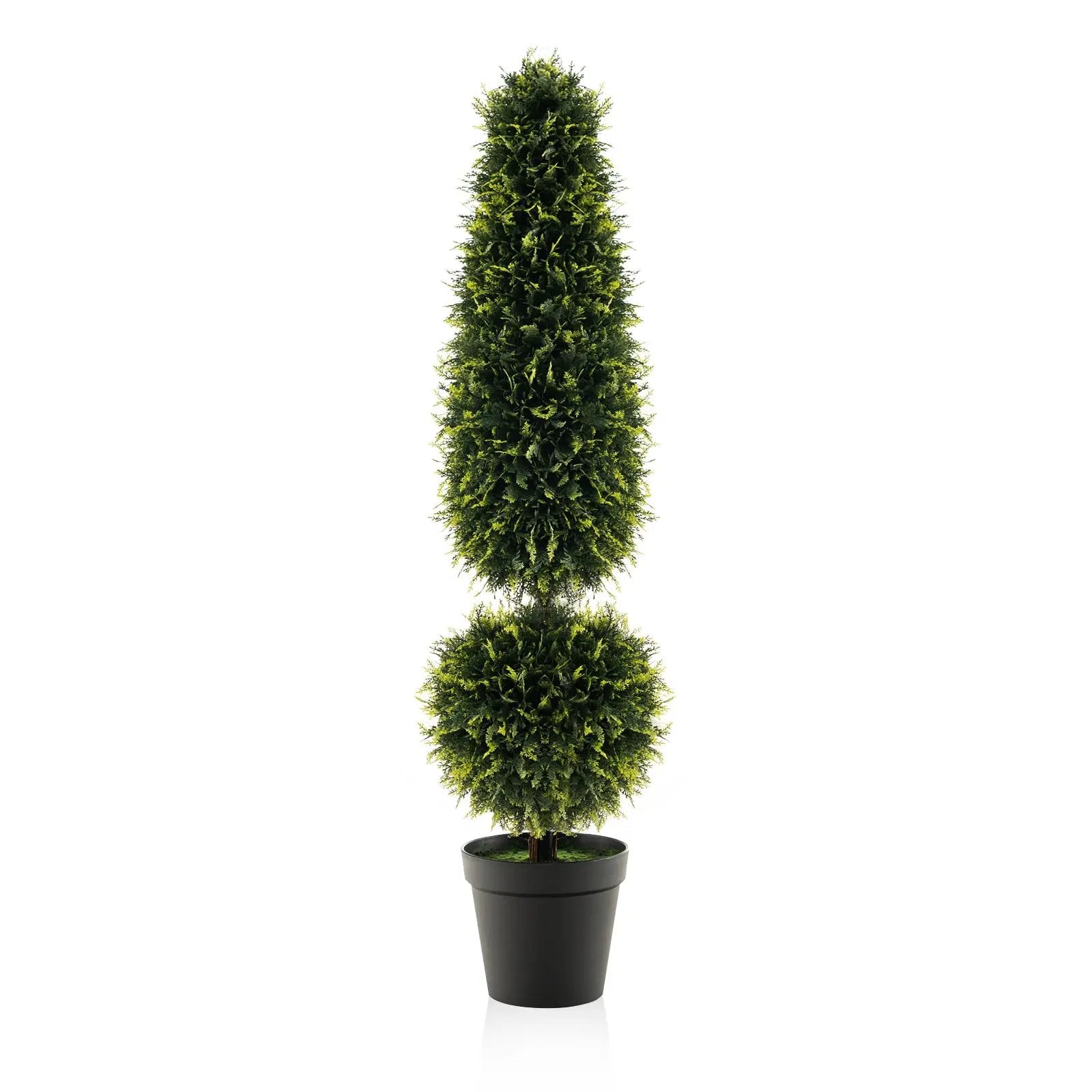 4 Feet Artificial Boxwood Topiary Tree with Natural Vines and PE Leaves-Green by DirectDeals