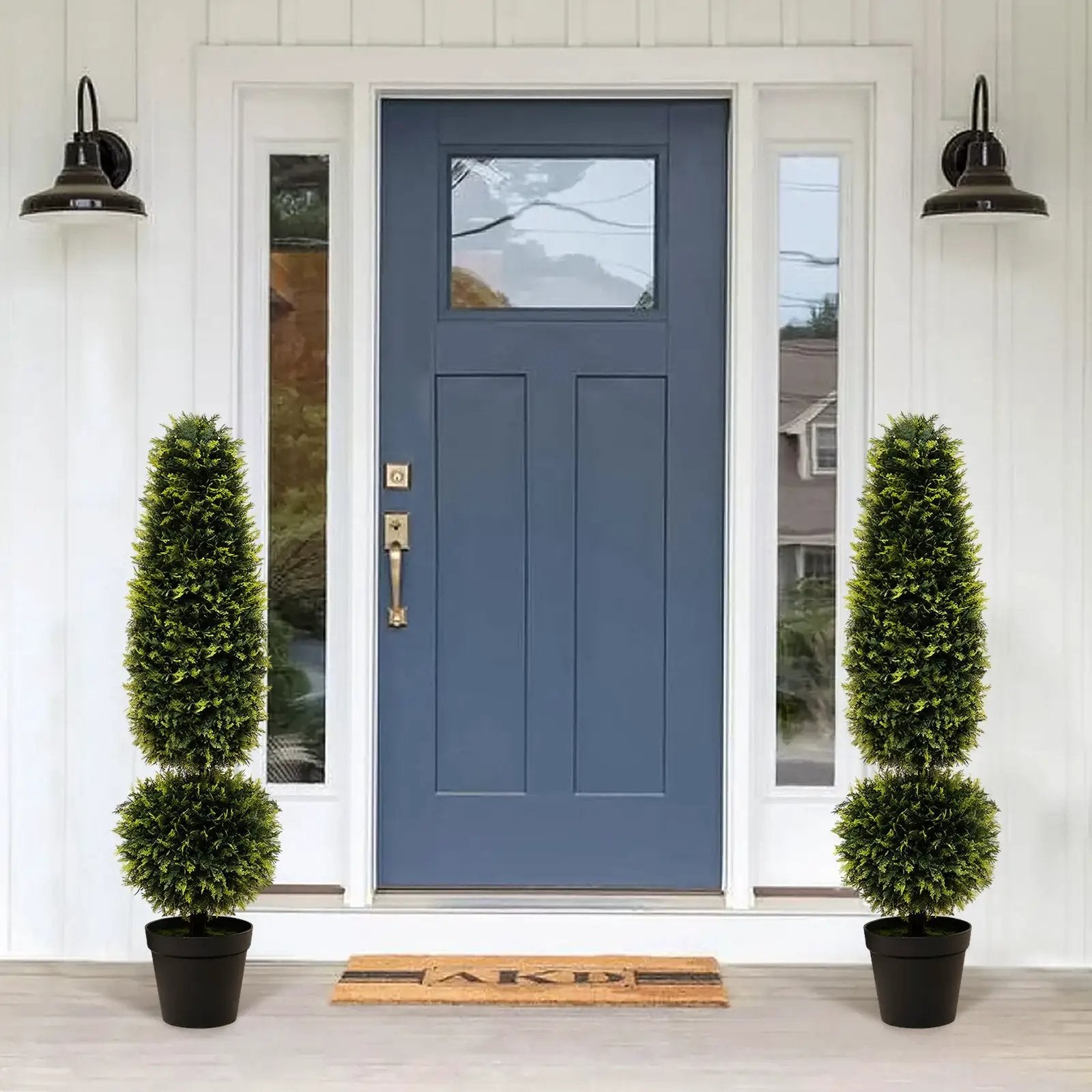 4 Feet Artificial Boxwood Topiary Tree with Natural Vines and PE Leaves-Green by DirectDeals