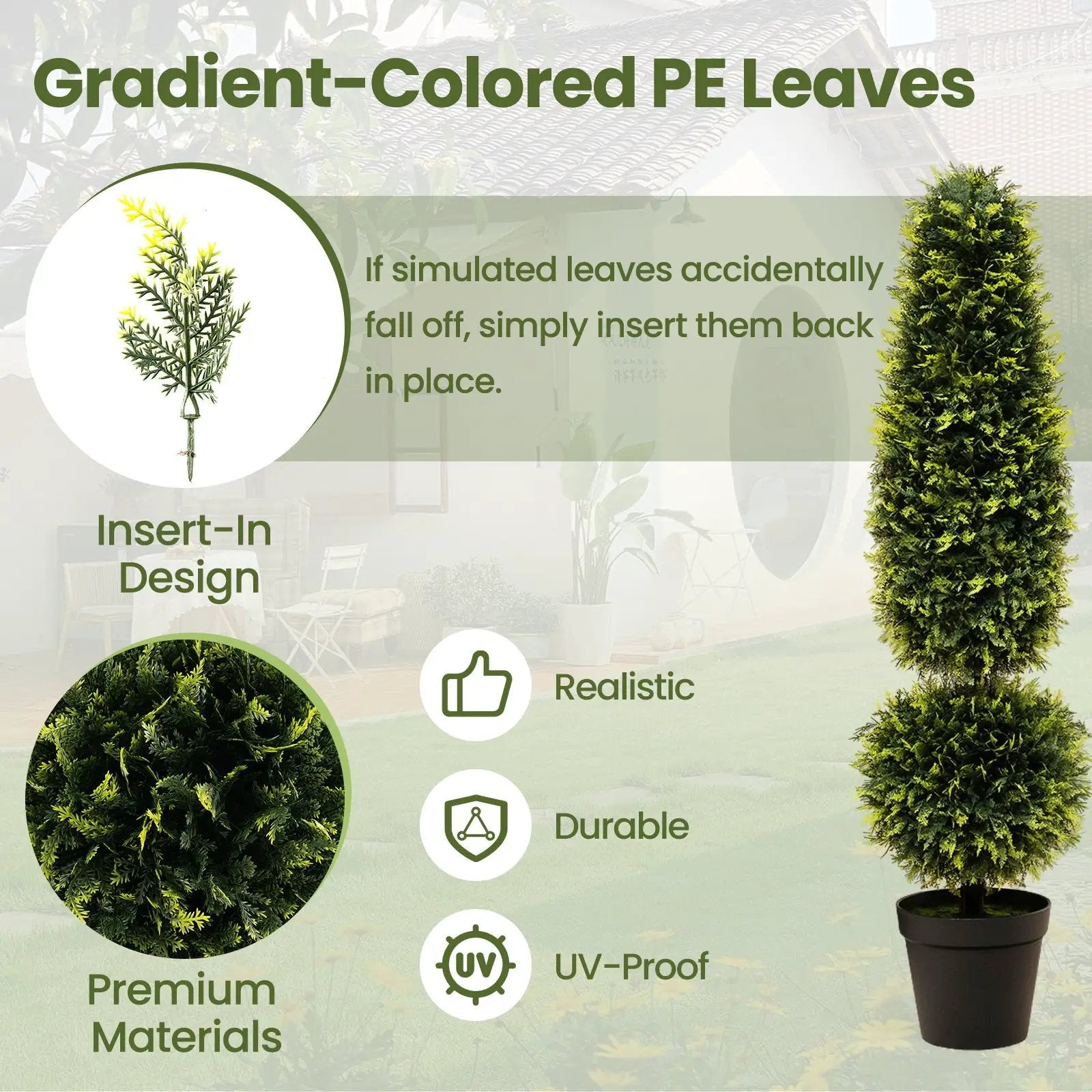 4 Feet Artificial Boxwood Topiary Tree with Natural Vines and PE Leaves-Green by DirectDeals