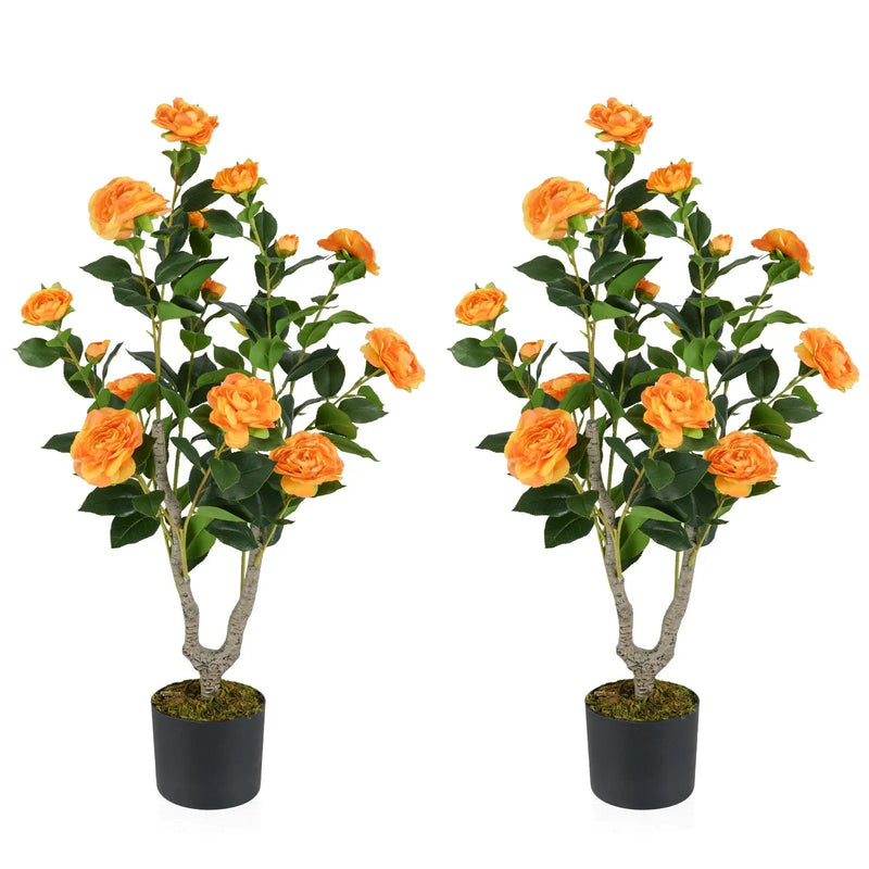36 Inch Artificial Camellia Tree with Blooming Flower 2 Pack by DirectDeals