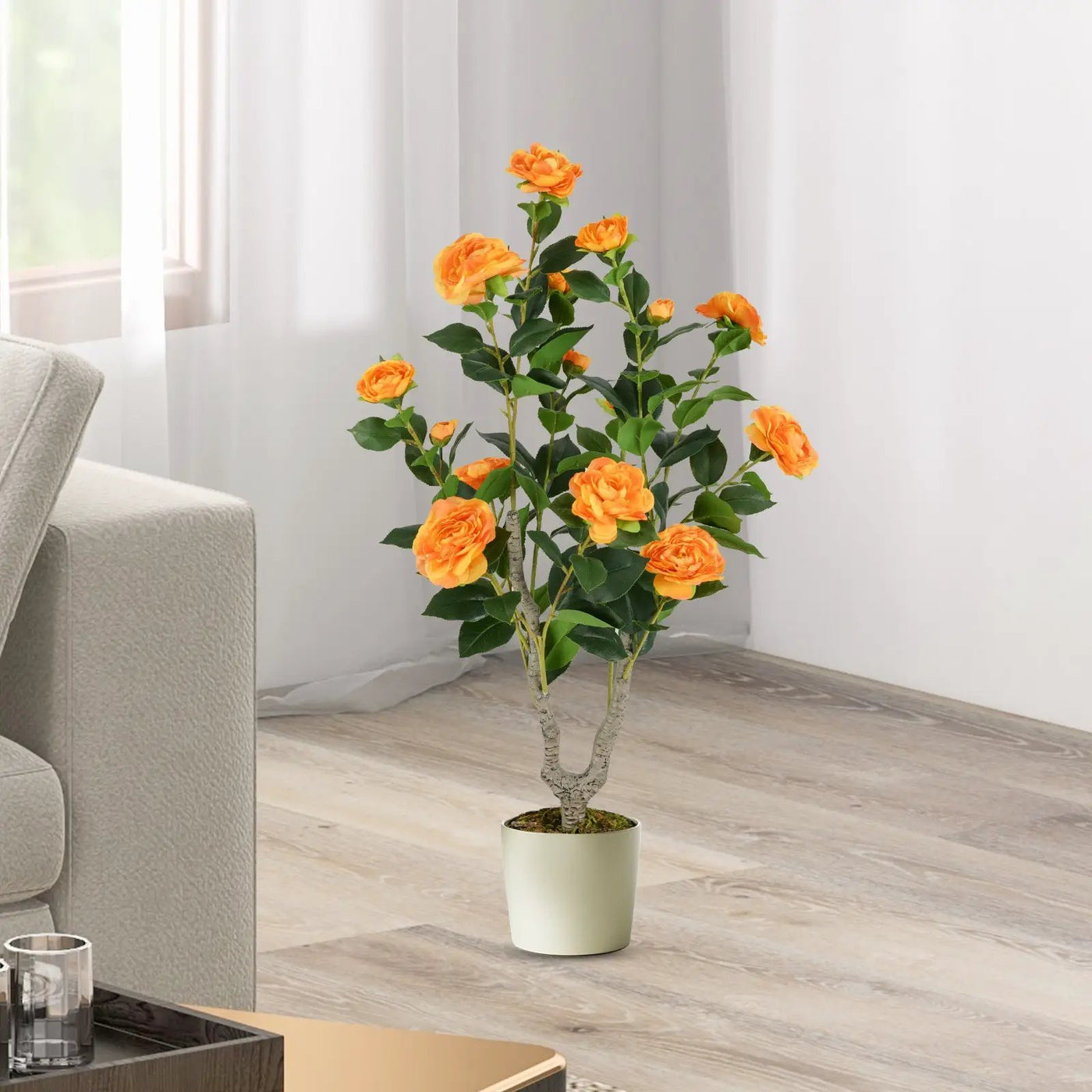 36 Inch Artificial Camellia Tree with Blooming Flower 2 Pack by DirectDeals