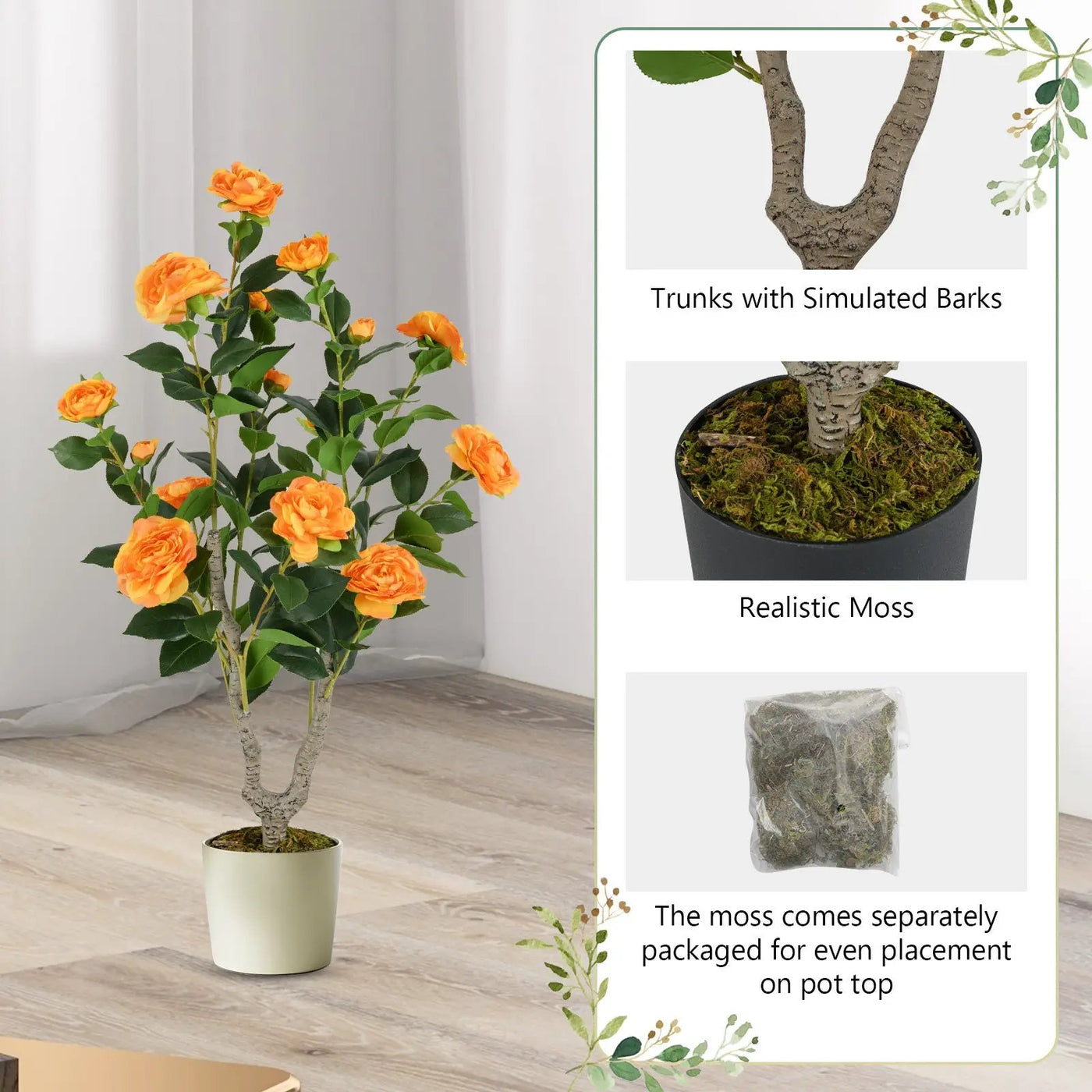 36 Inch Artificial Camellia Tree with Blooming Flower 2 Pack by DirectDeals
