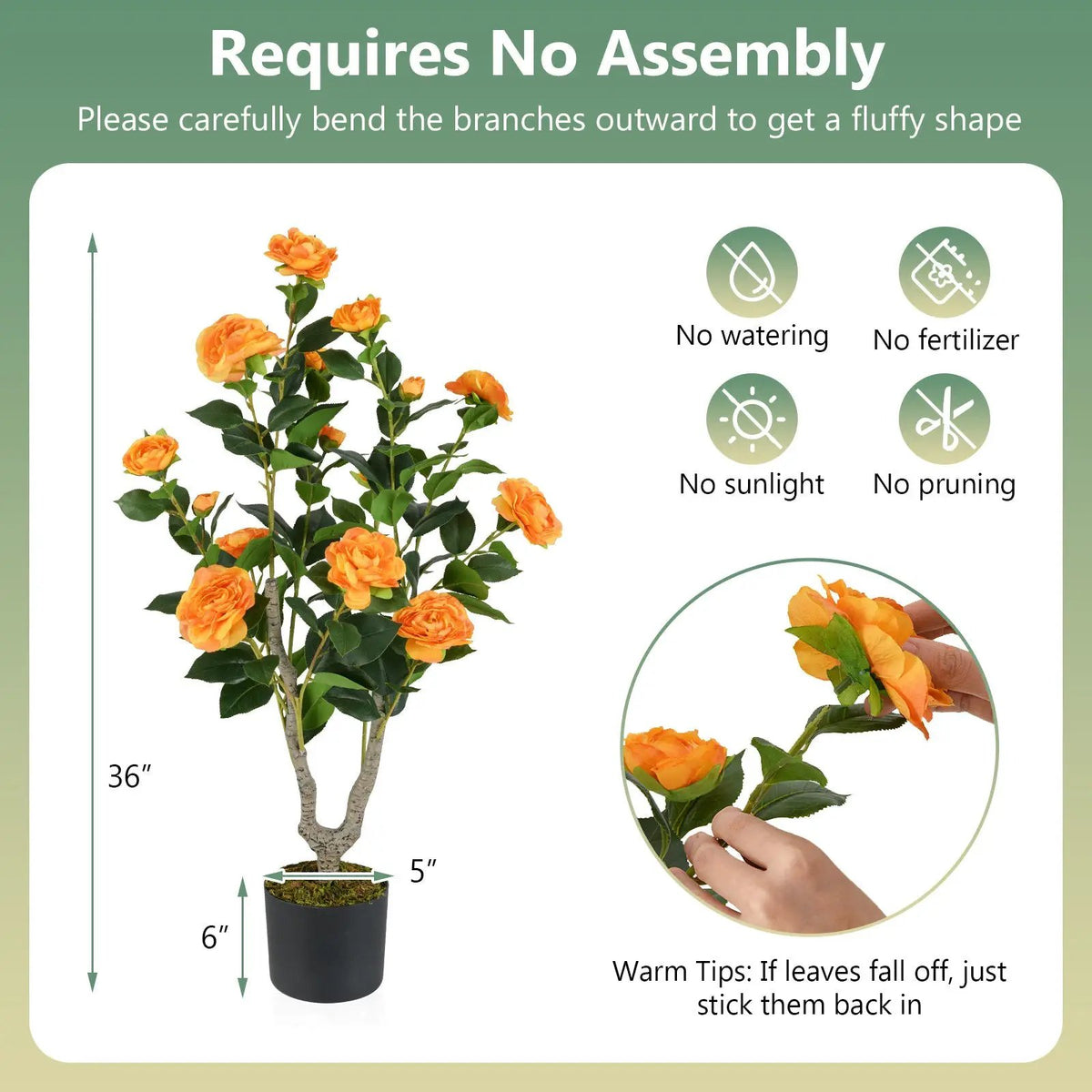 36 Inch Artificial Camellia Tree with Blooming Flower 2 Pack by DirectDeals