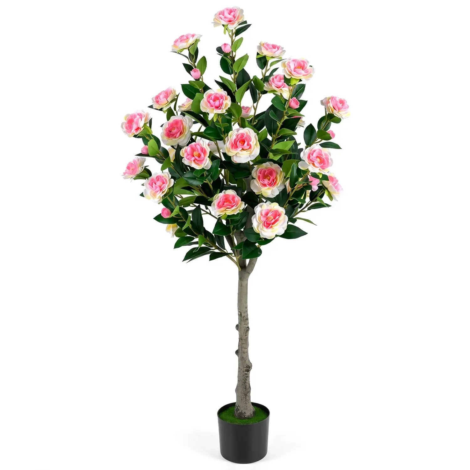 Artificial Camellia Tree with 27 Blossoms in Cement Pot by DirectDeals