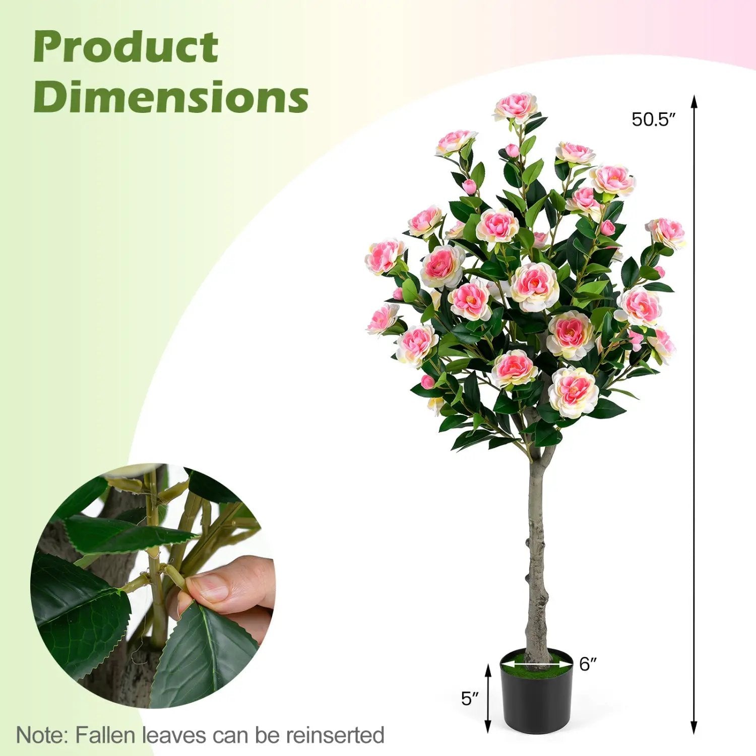 Artificial Camellia Tree with 27 Blossoms in Cement Pot by DirectDeals