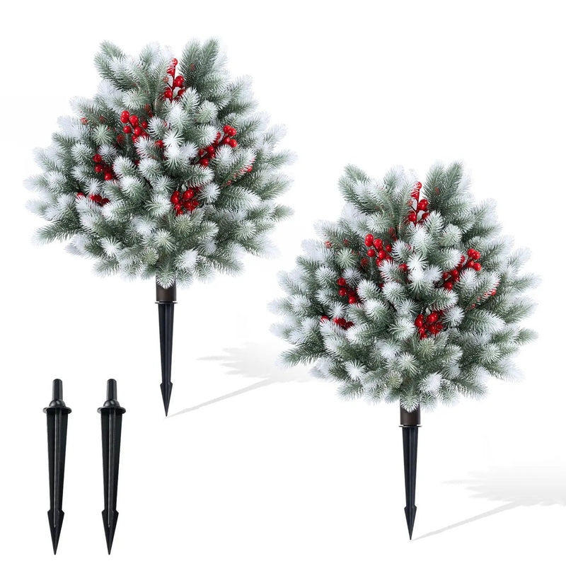Artificial Cedar Topiary Trees with Ground Spikes, Set of 2 by DirectDeals