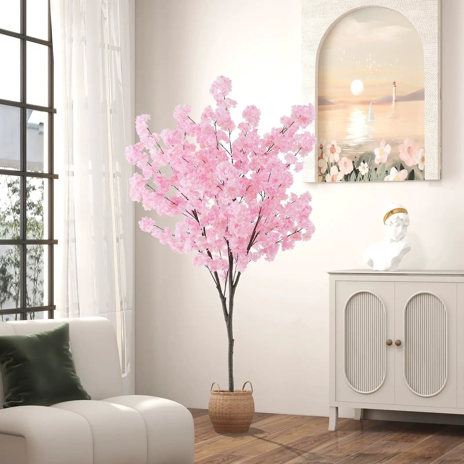 6.5 FT Tall Artificial Cherry Blossom Tree with 900 Pink Flowers by DirectDeals