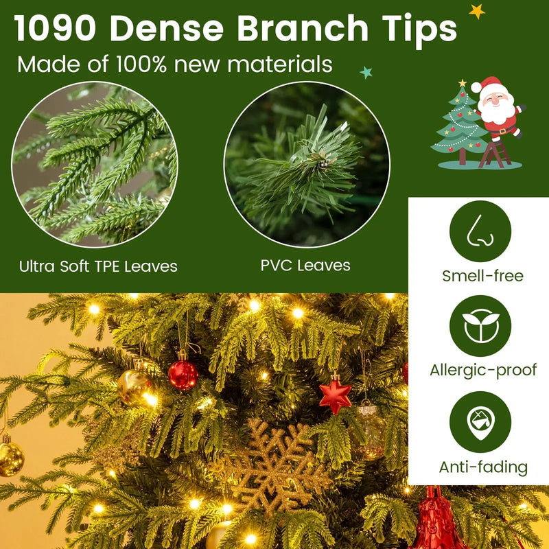 Artificial Christmas Tree with LED Lights and PVC Mixed Branch Tips by DirectDeals