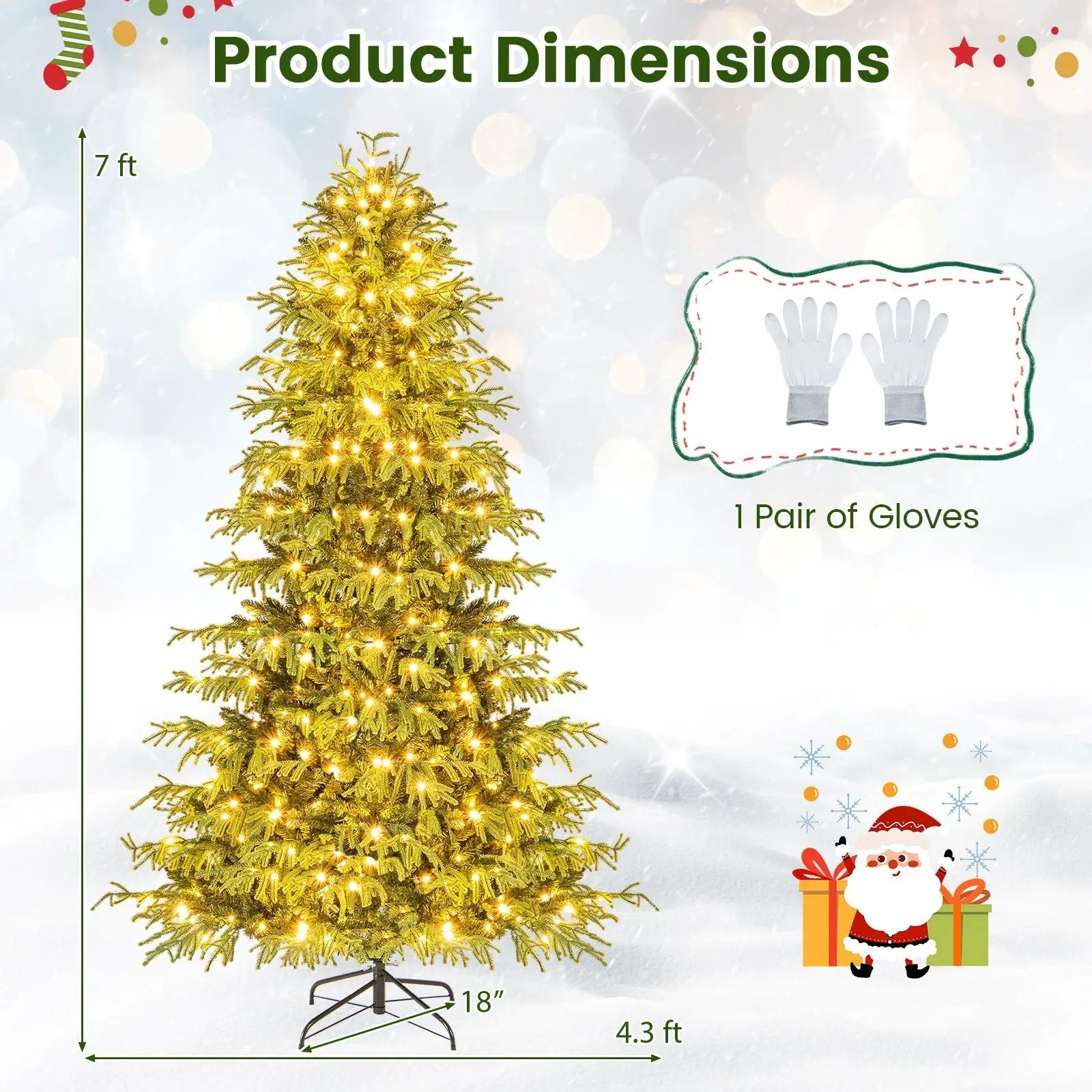 Artificial Christmas Tree with LED Lights and PVC Mixed Branch Tips by DirectDeals
