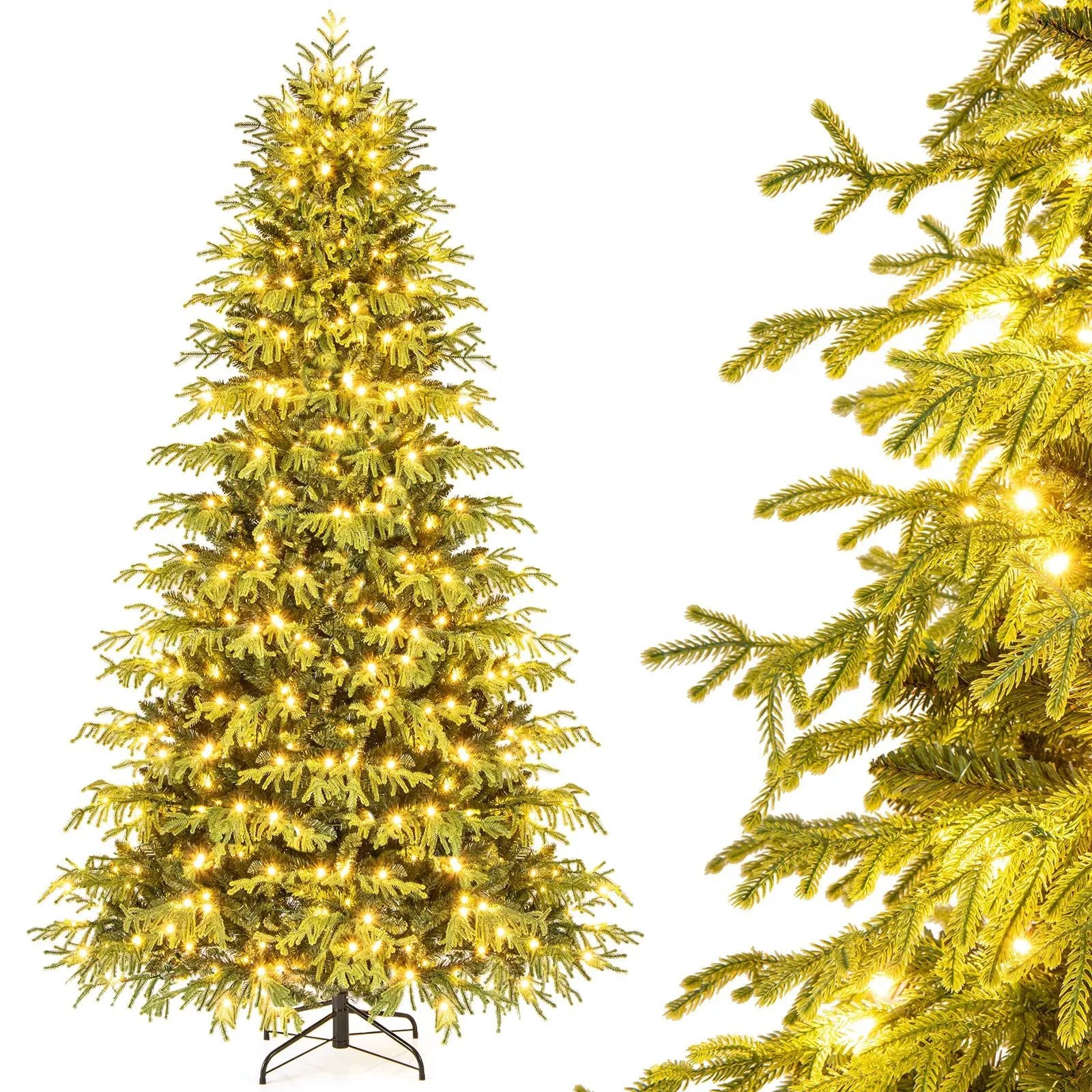 Artificial Christmas Tree with LED Lights and PVC Mixed Branch Tips by DirectDeals