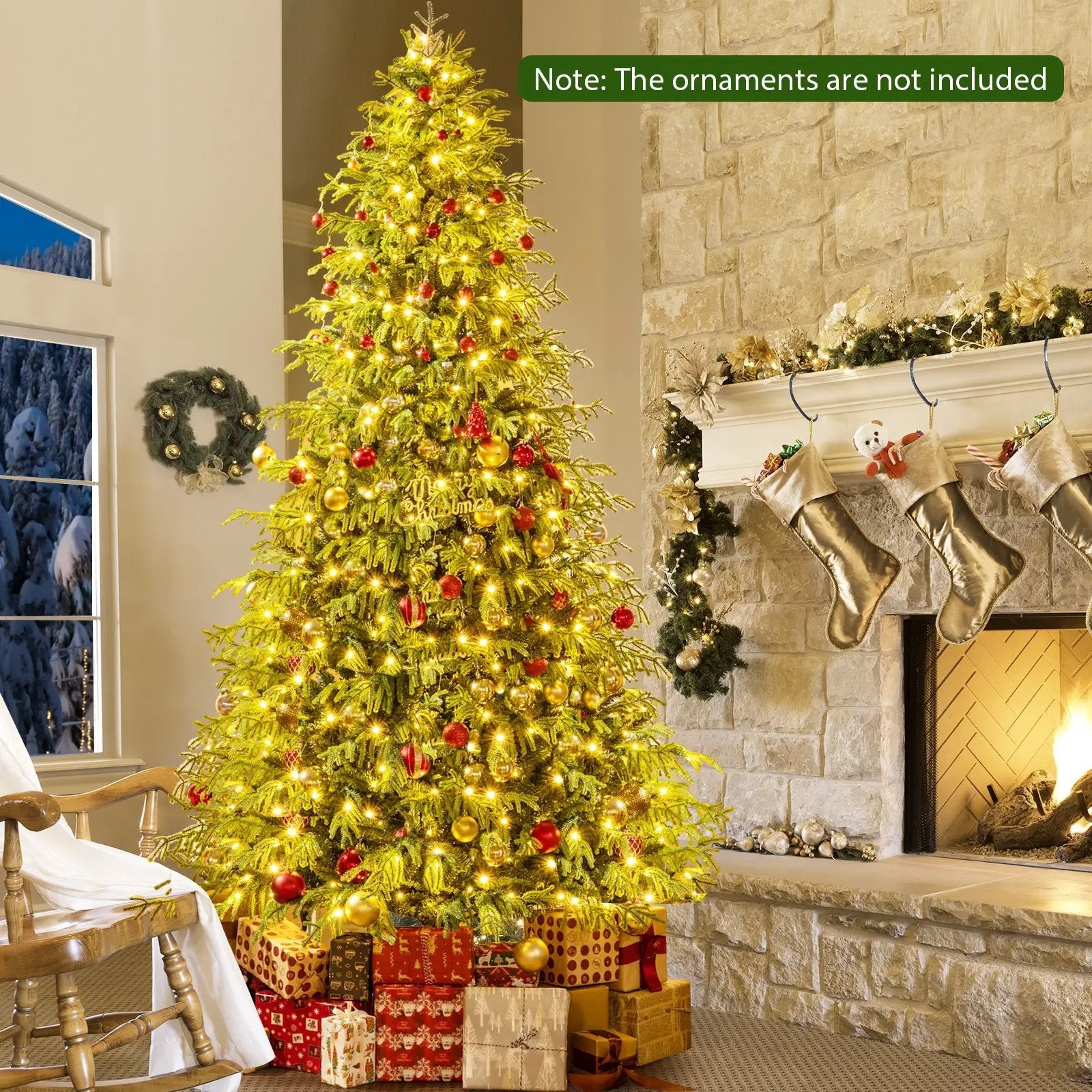 Artificial Christmas Tree with LED Lights and PVC Mixed Branch Tips by DirectDeals