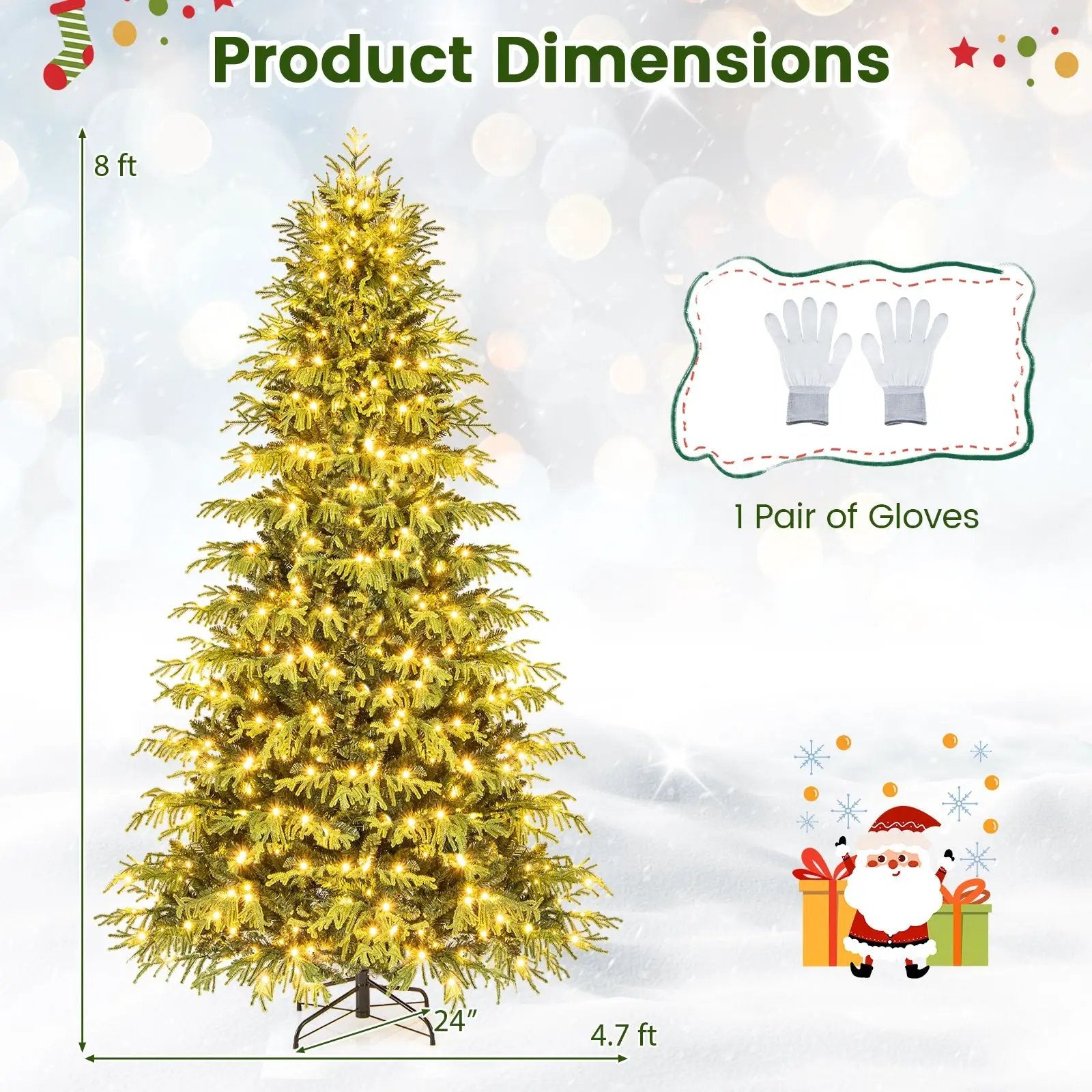 Artificial Christmas Tree with LED Lights and PVC Mixed Branch Tips by DirectDeals