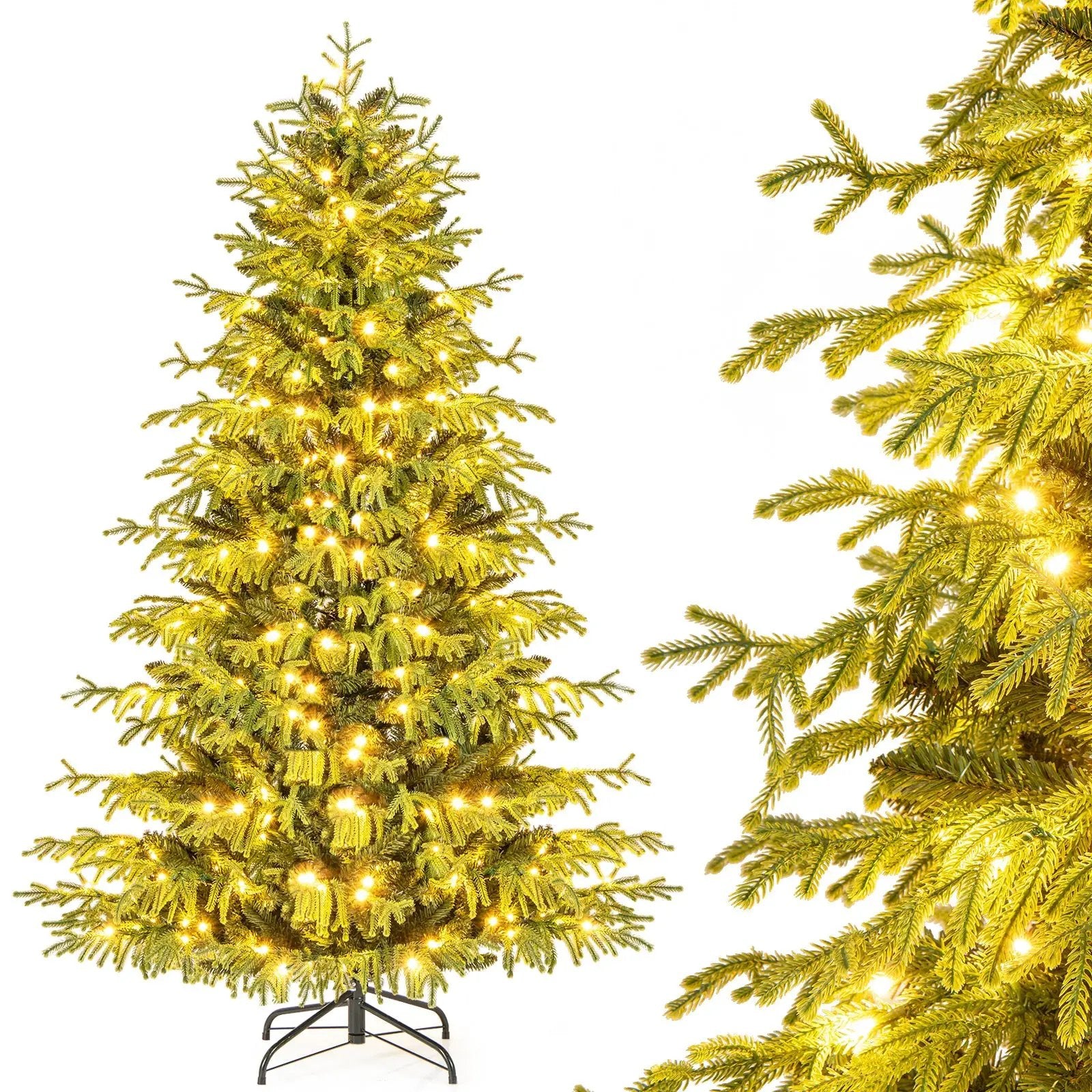 Artificial Christmas Tree with LED Lights and PVC Mixed Branch Tips by DirectDeals