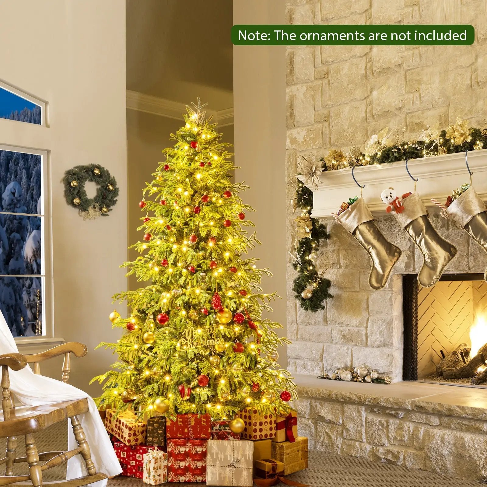 Artificial Christmas Tree with LED Lights and PVC Mixed Branch Tips by DirectDeals
