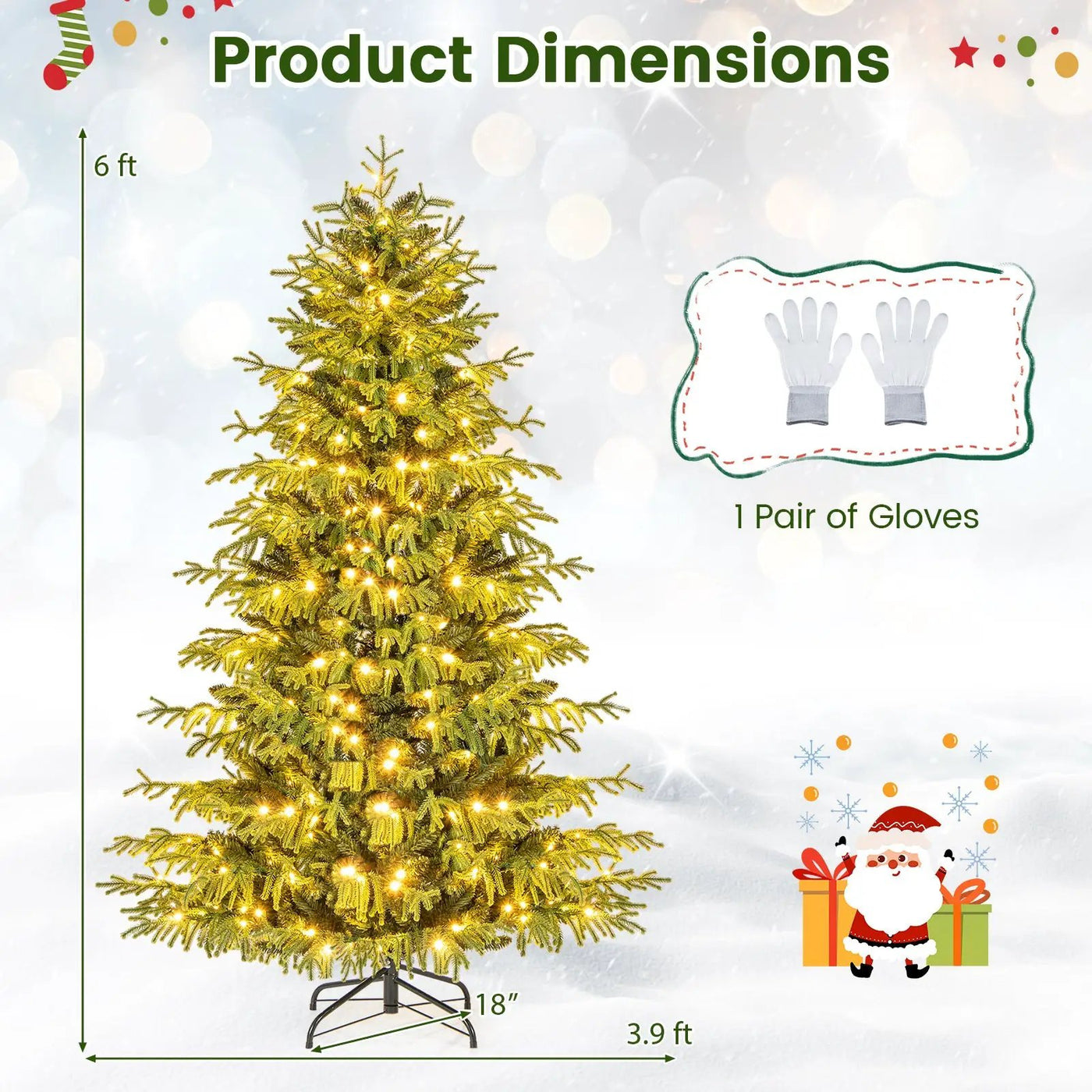 Artificial Christmas Tree with LED Lights and PVC Mixed Branch Tips by DirectDeals