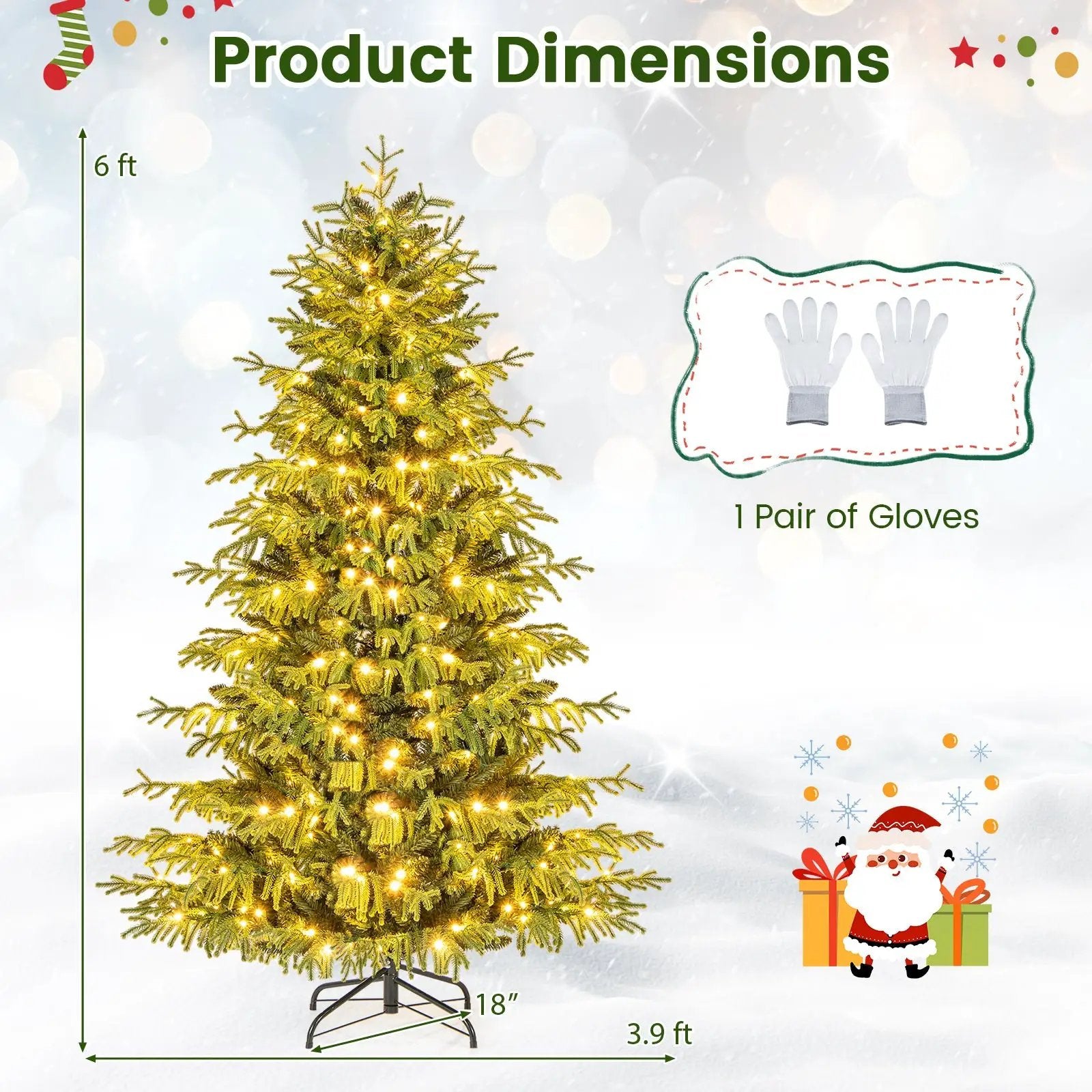 Artificial Christmas Tree with LED Lights and PVC Mixed Branch Tips by DirectDeals