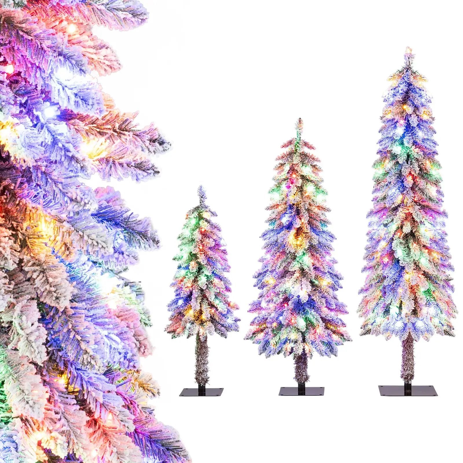 Artificial Christmas Tree Set of 3 with Snow-flocked Branch Tips by DirectDeals