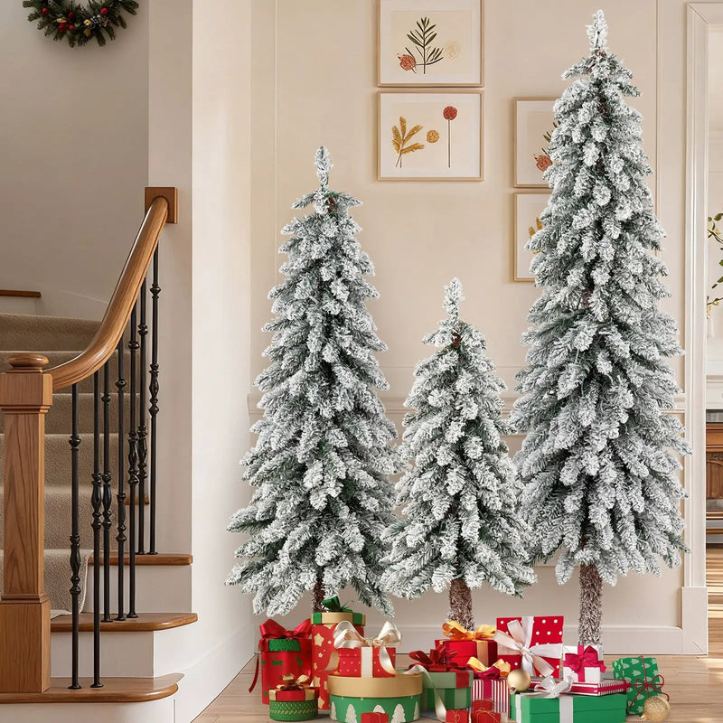 Artificial Christmas Tree Set of 3 with Snow-flocked Branch Tips by DirectDeals