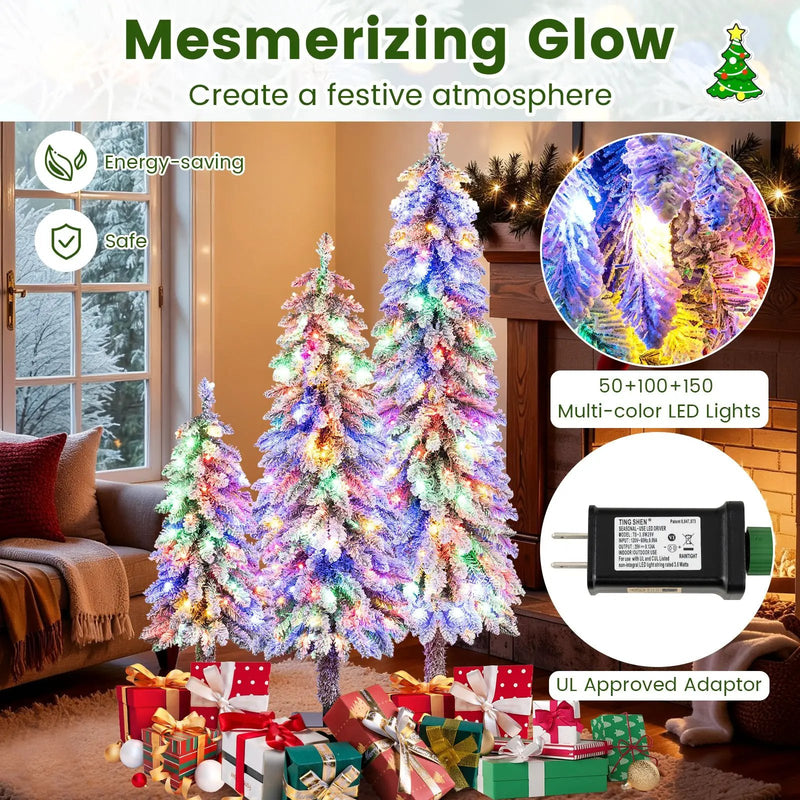 Artificial Christmas Tree Set of 3 with Snow-flocked Branch Tips by DirectDeals
