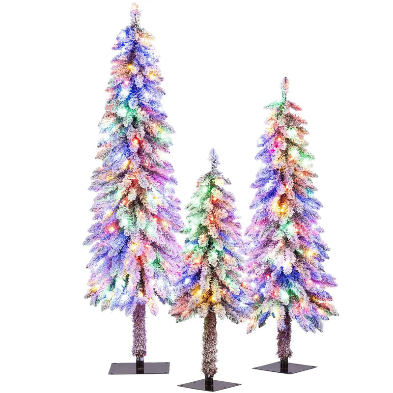 Artificial Christmas Tree Set of 3 with Snow-flocked Branch Tips by DirectDeals