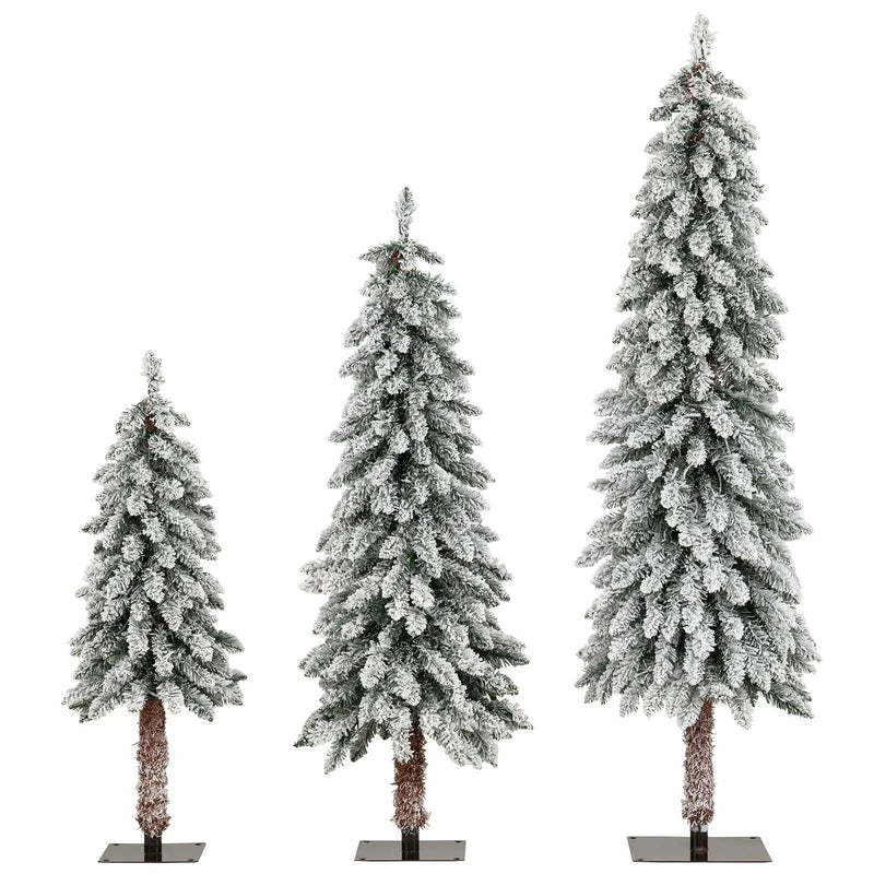 Artificial Christmas Tree Set of 3 with Snow-flocked Branch Tips by DirectDeals