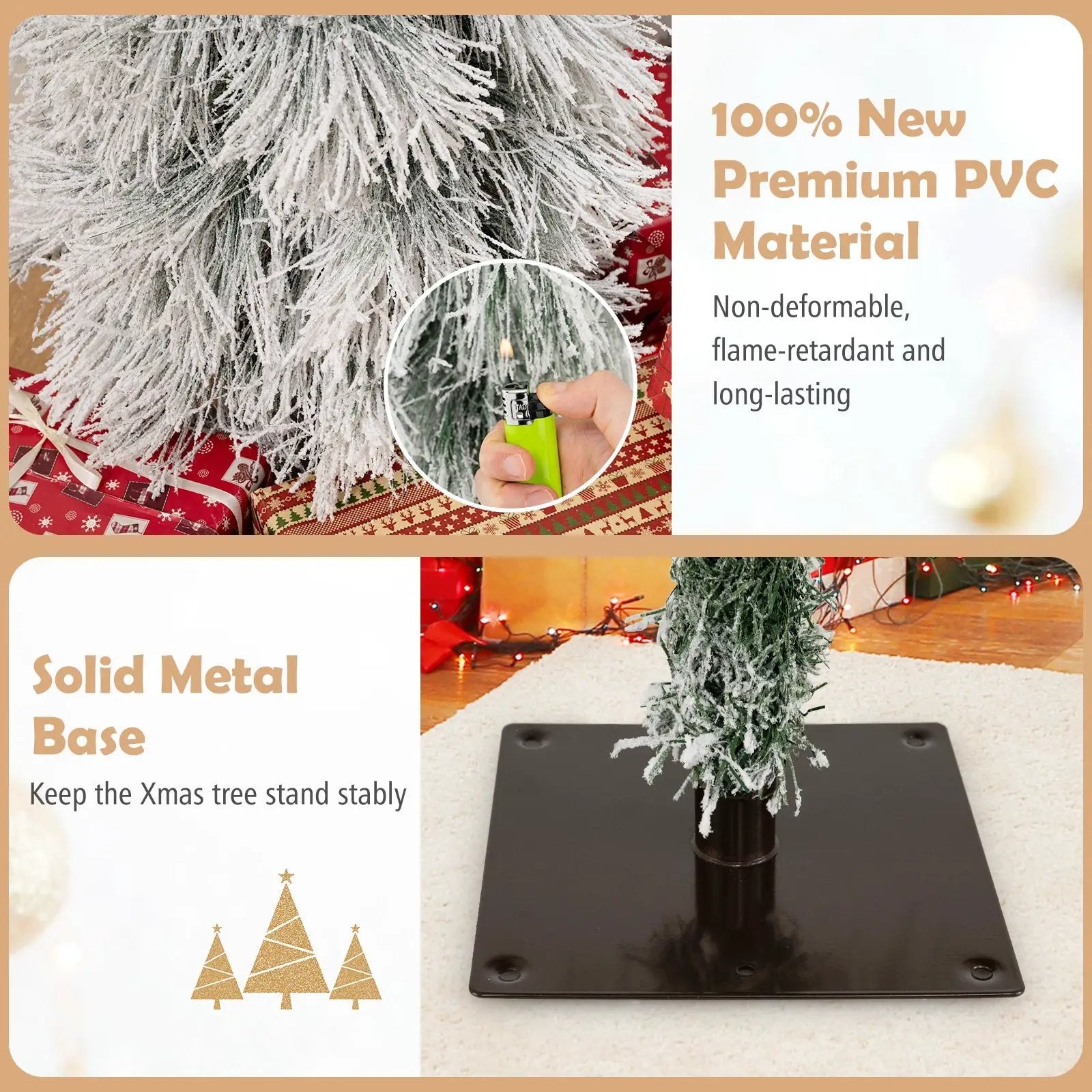Artificial Christmas Tree Set of 3 with Snow-flocked Branch Tips and LED Lights by DirectDeals