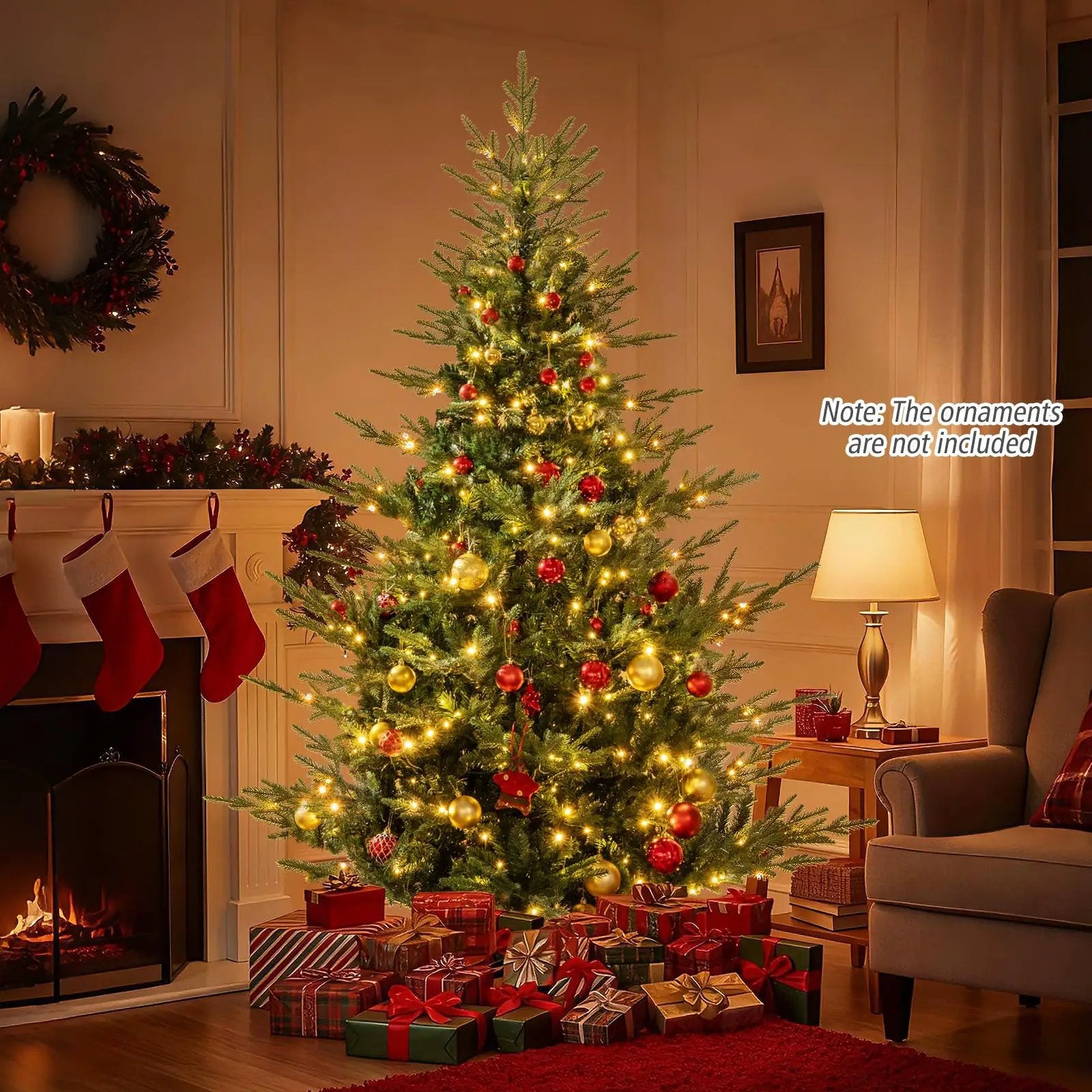 Artificial Christmas Tree with Branch Tips and Warm White LED Lights by DirectDeals