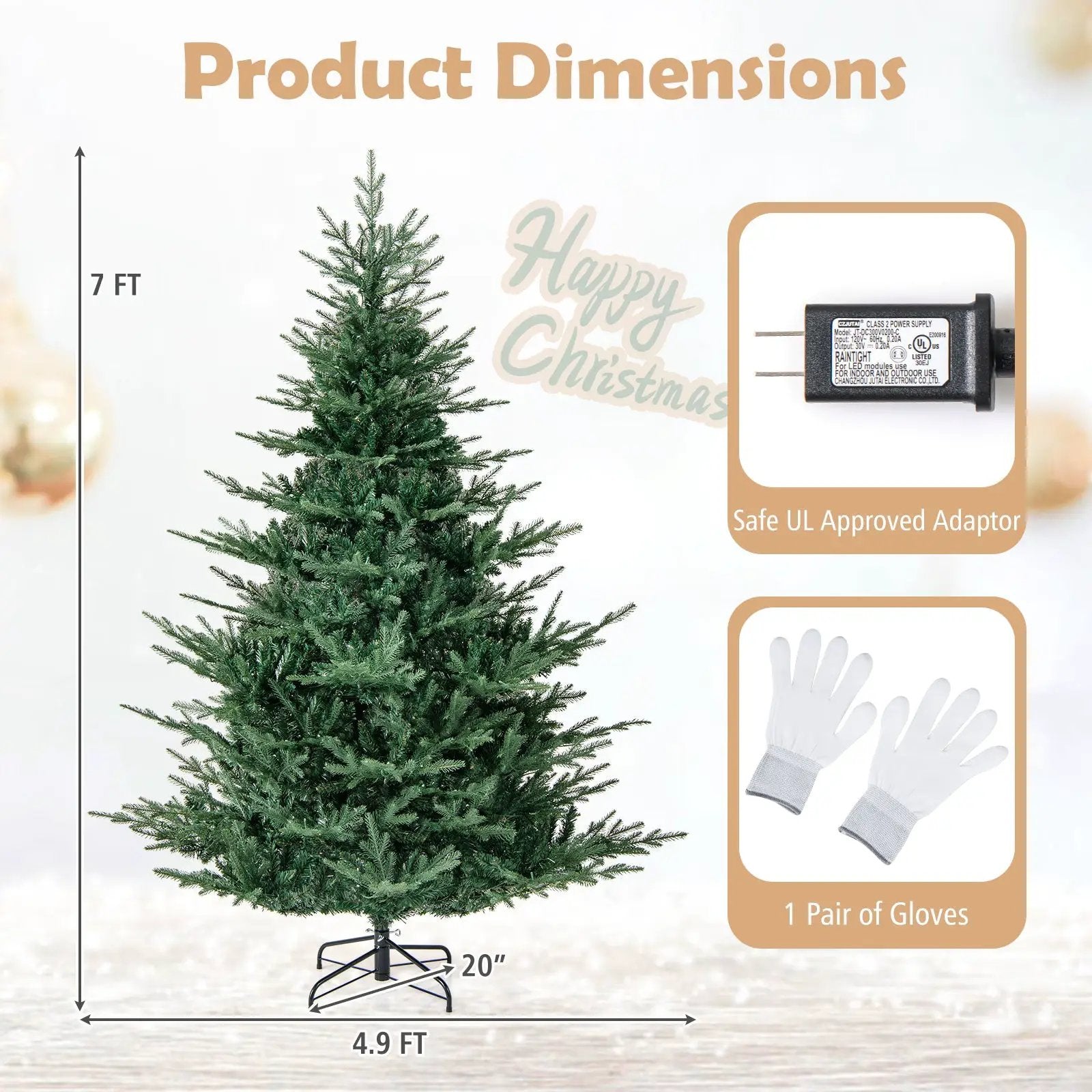 Artificial Christmas Tree with Branch Tips and Warm White LED Lights by DirectDeals
