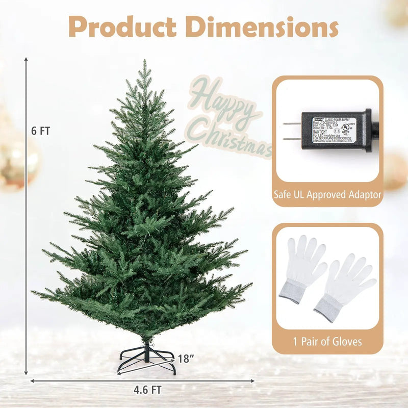Artificial Christmas Tree with Branch Tips and Warm White LED Lights by DirectDeals