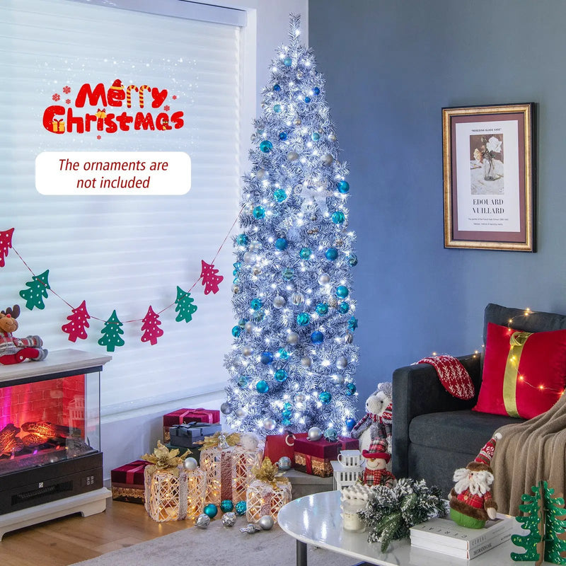 6 FT Pre-Lit Artificial Christmas Tree with 250 Cool-White LED Lights Black and White by DirectDeals