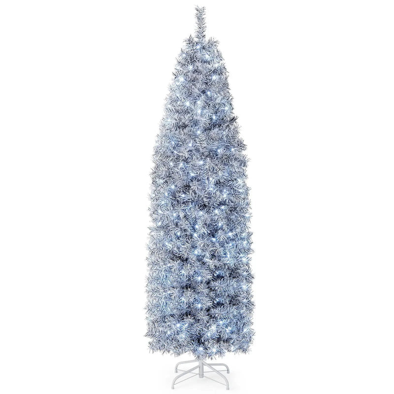 6 FT Pre-Lit Artificial Christmas Tree with 250 Cool-White LED Lights Black and White by DirectDeals