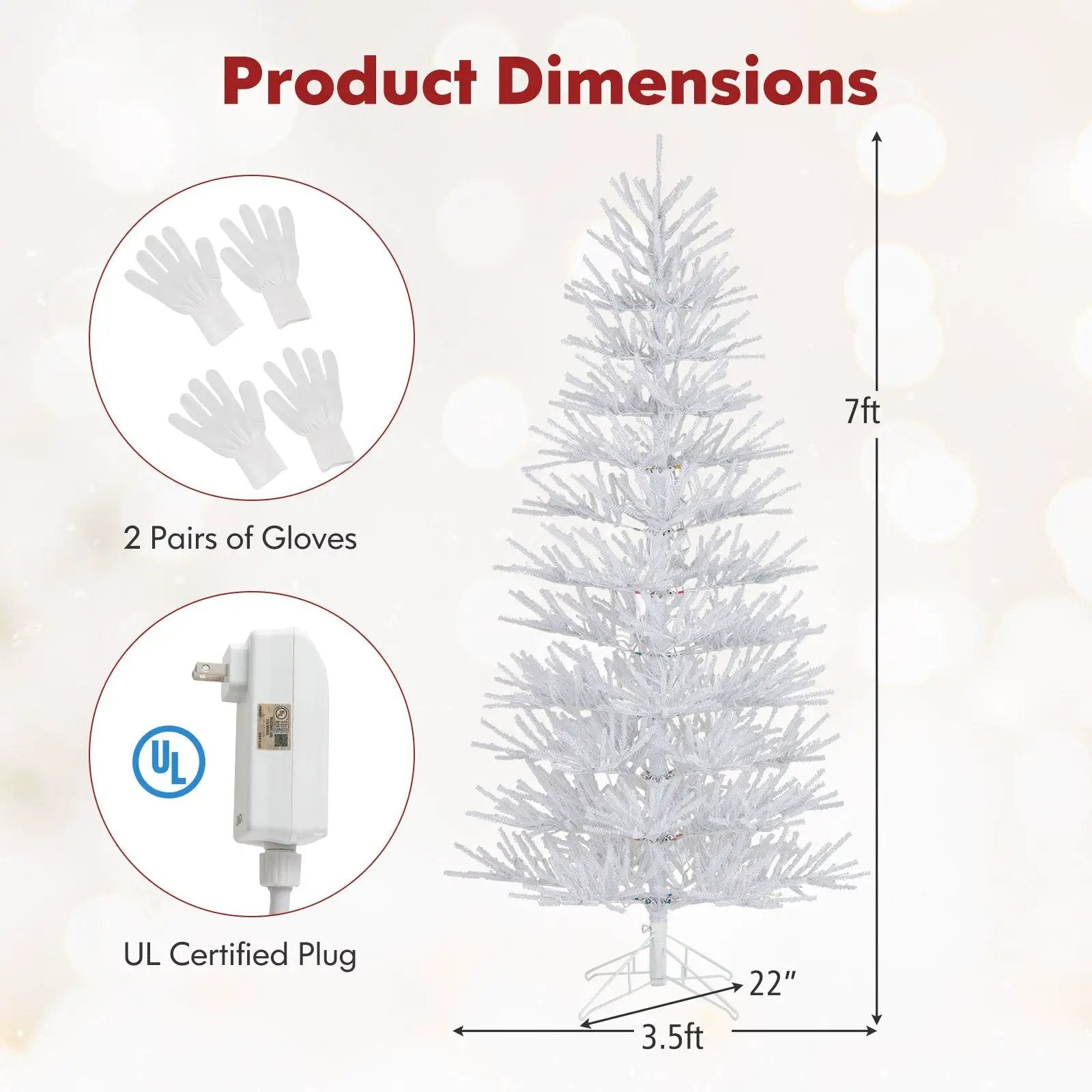 7 FT Artificial Pre-lit Christmas Tree Hinged Xmas Tree with 820 Coral-like Branch Tips by DirectDeals