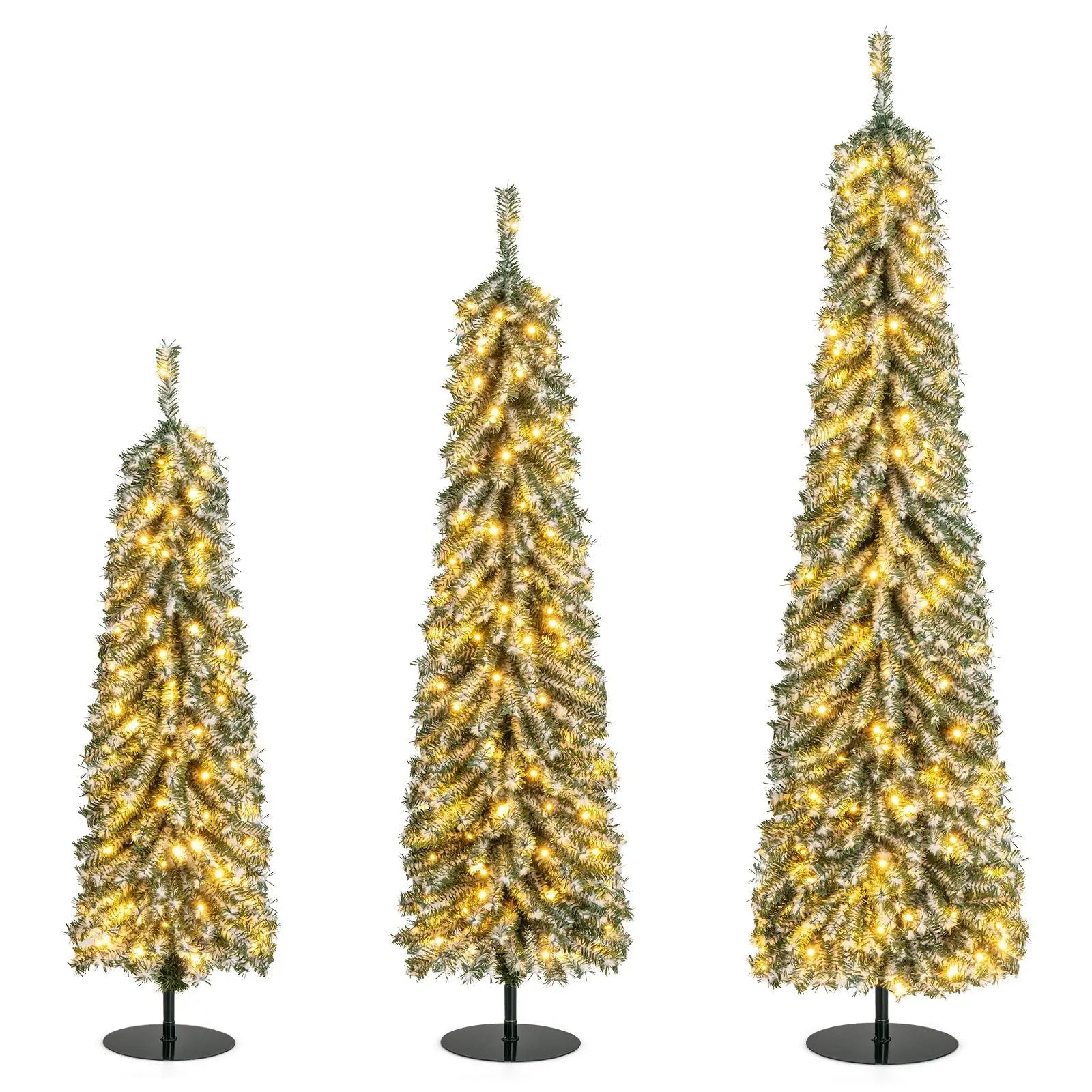 4/5/6 Feet Artificial Christmas Tree Set of 3 with Realistic Accumulated Snow by DirectDeals