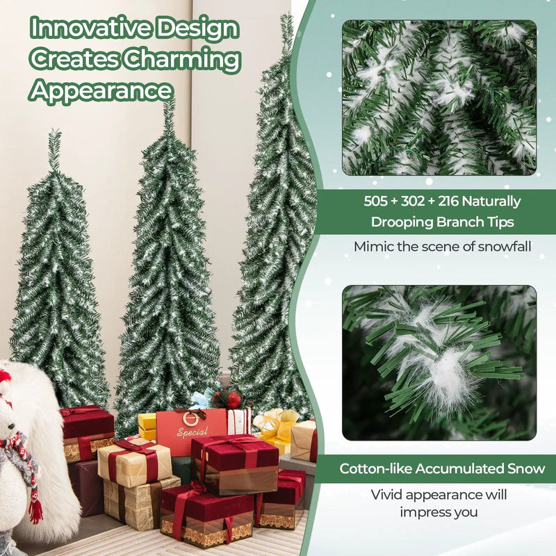 4/5/6 Feet Artificial Christmas Tree Set of 3 with Realistic Accumulated Snow by DirectDeals